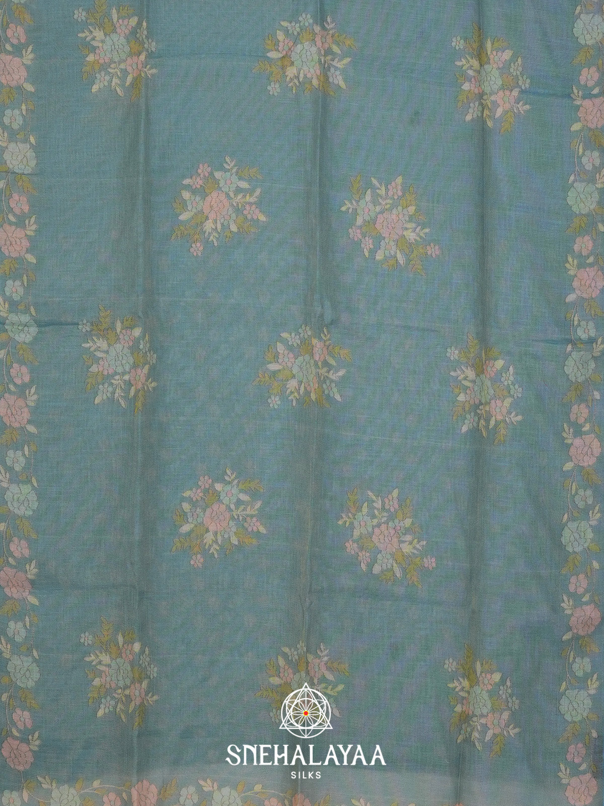 Blue Linen Saree