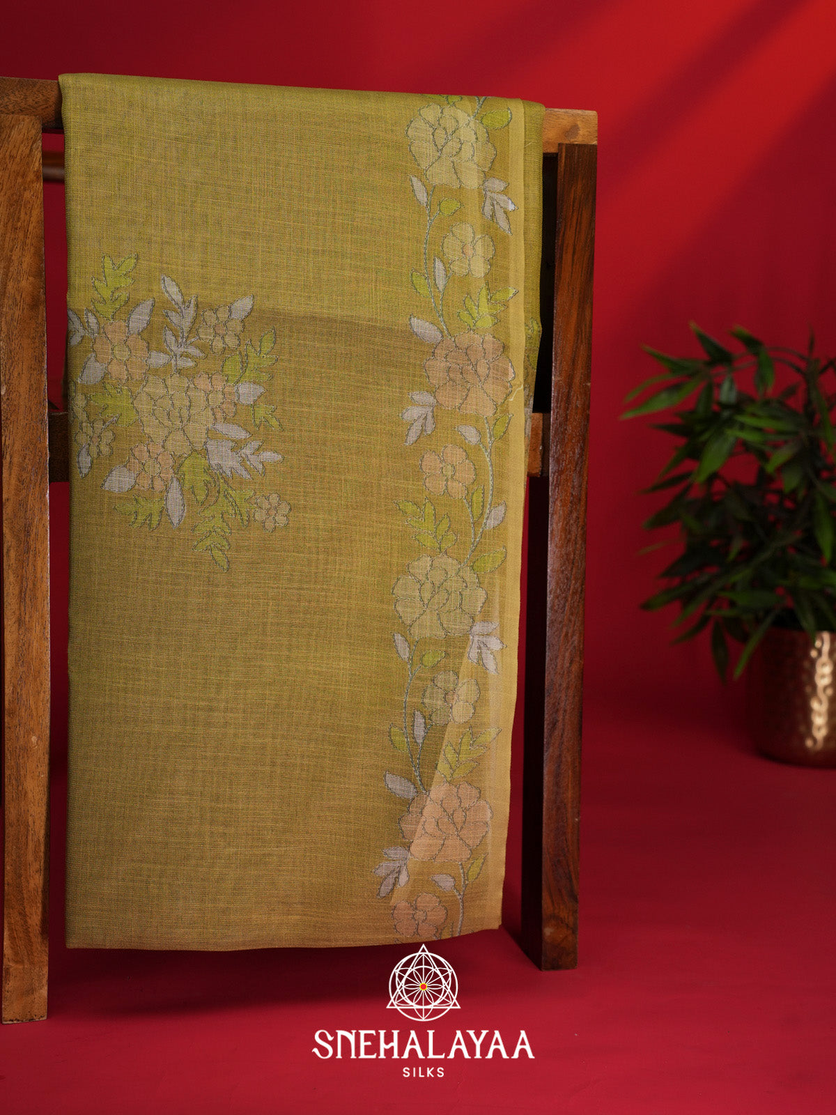 Mustard Gold Linen Saree