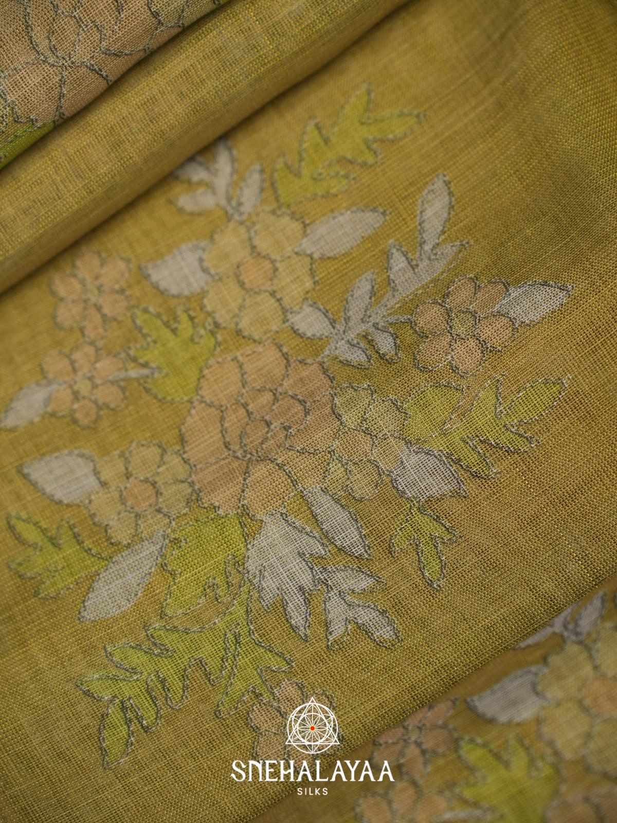 Mustard Gold Linen Saree