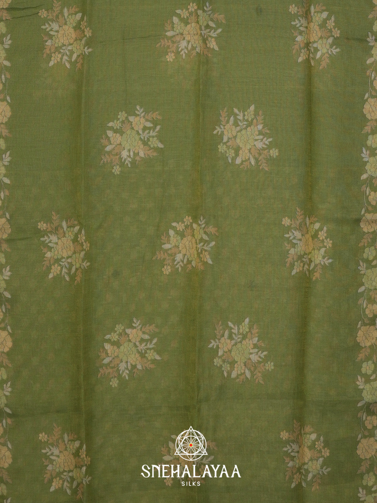 Olive Green Linen Saree