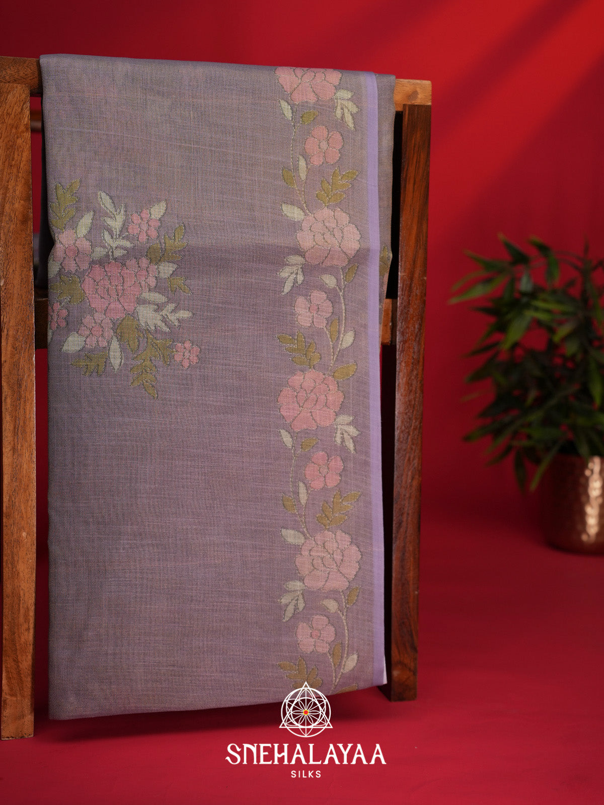 Dusty Mauve Linen Saree