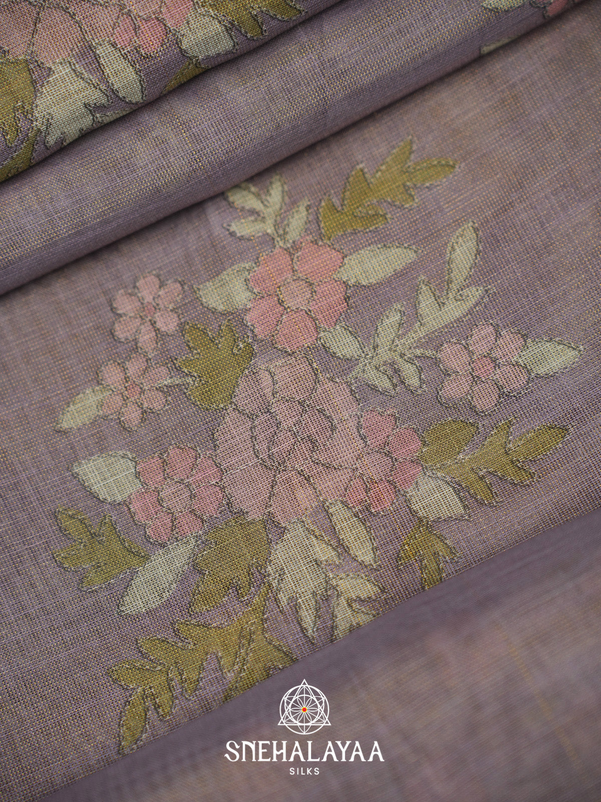 Dusty Mauve Linen Saree