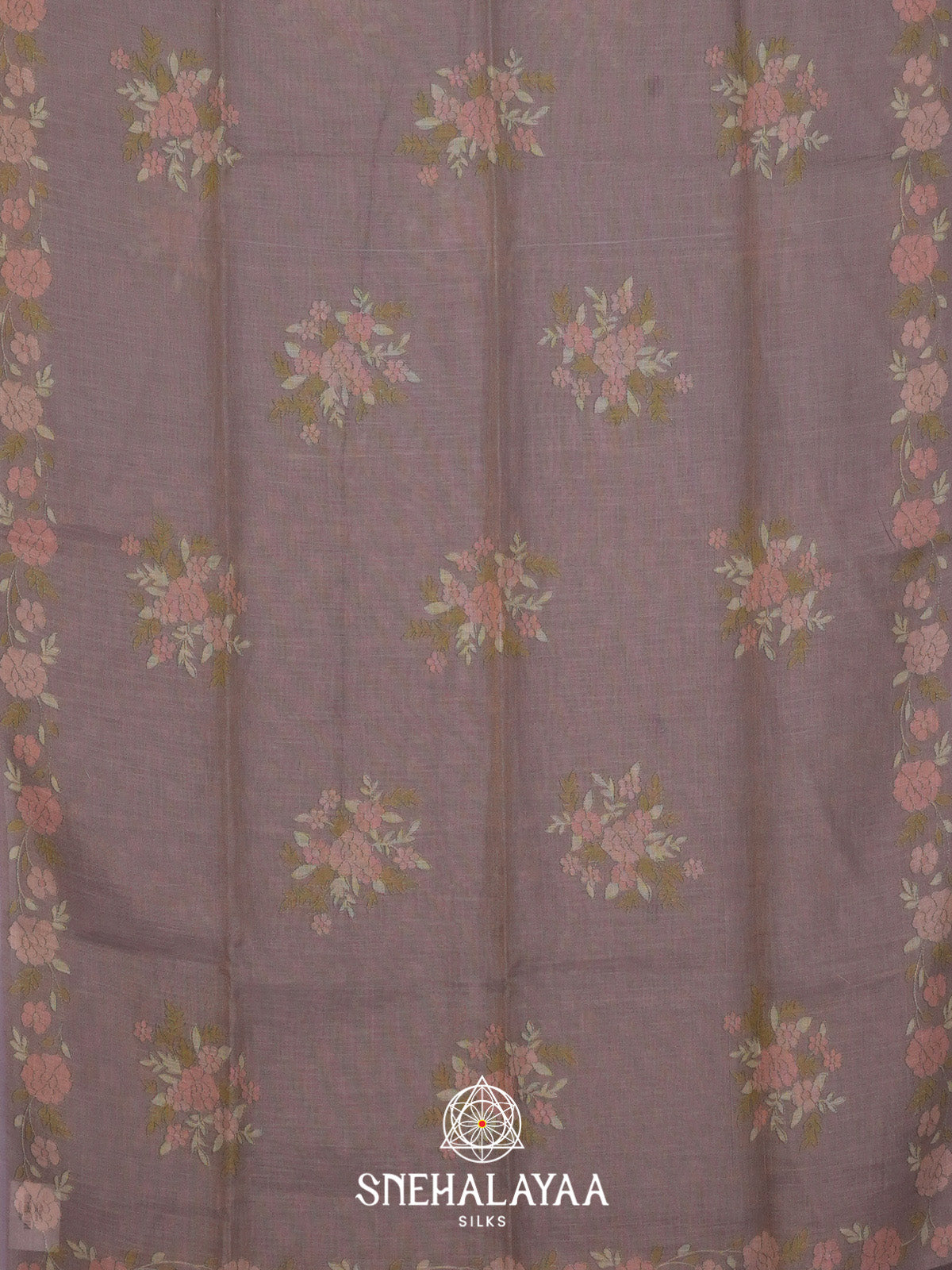 Dusty Mauve Linen Saree