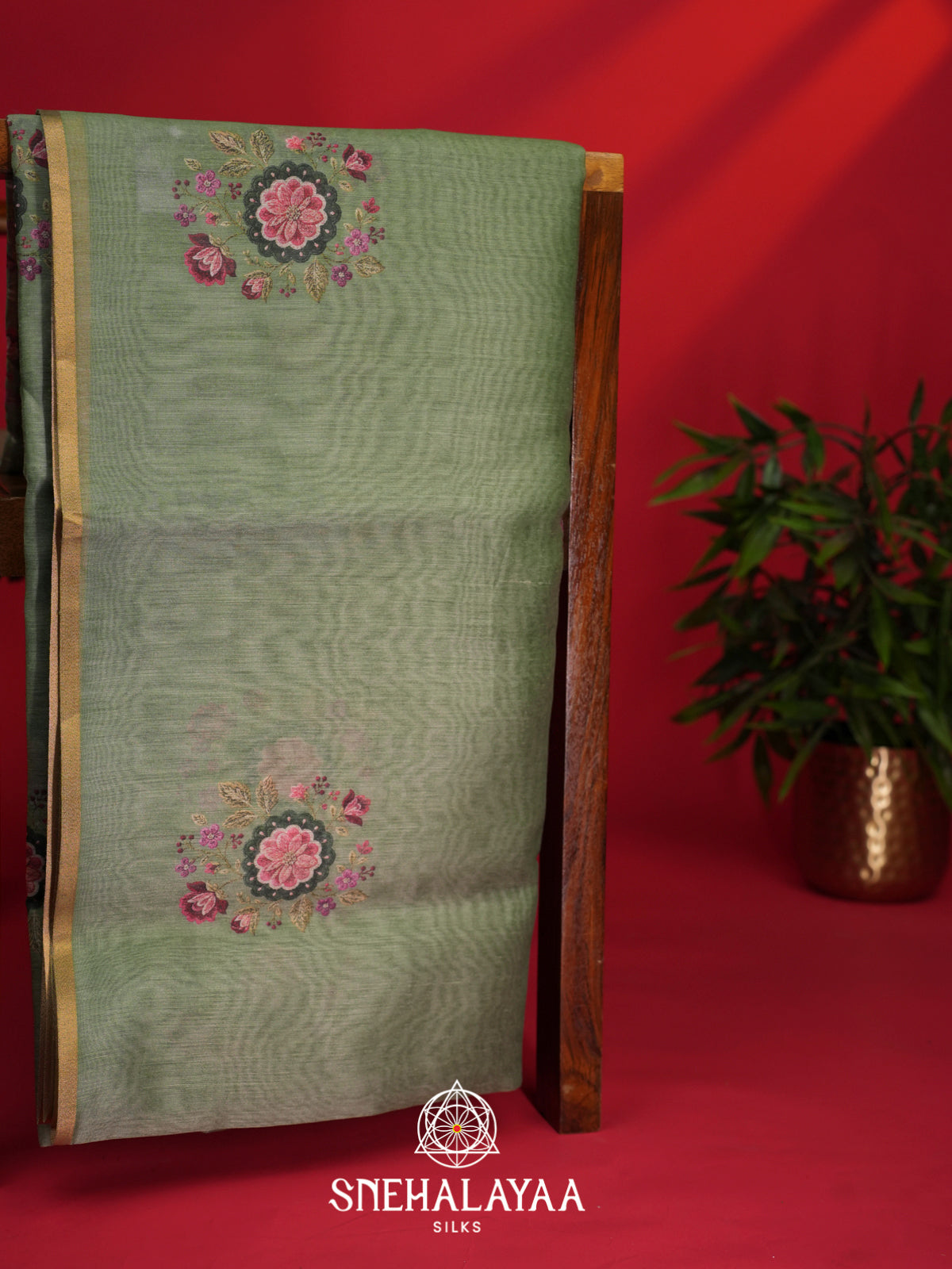 Sage Green Chanderi Saree