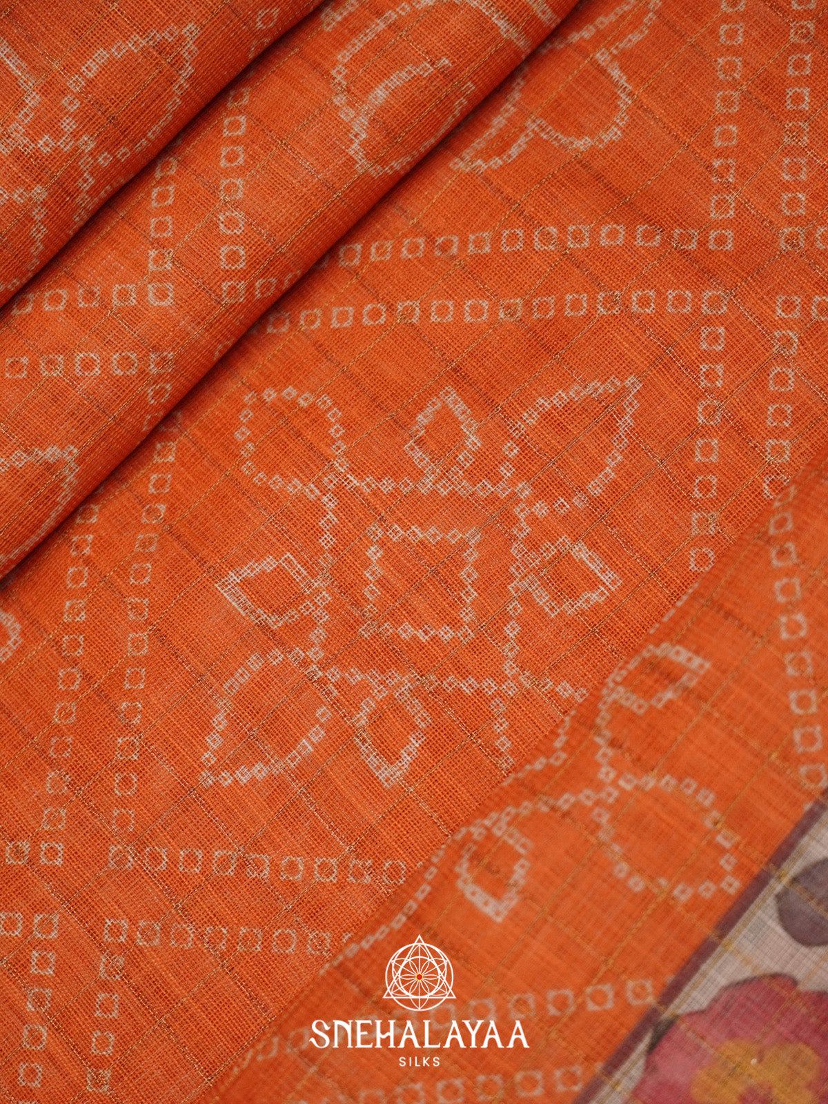 Orange Linen Saree