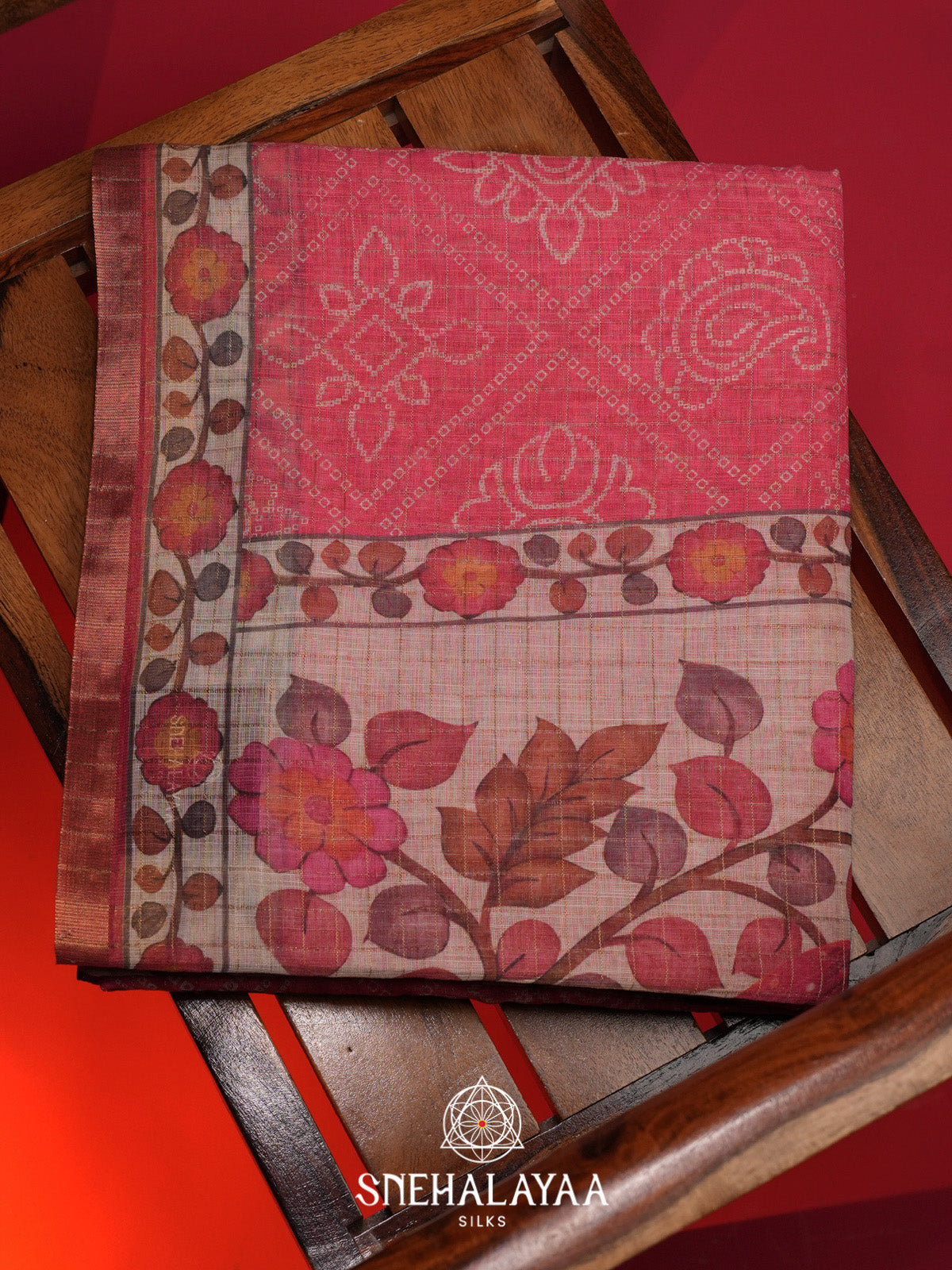 Pink Linen Saree