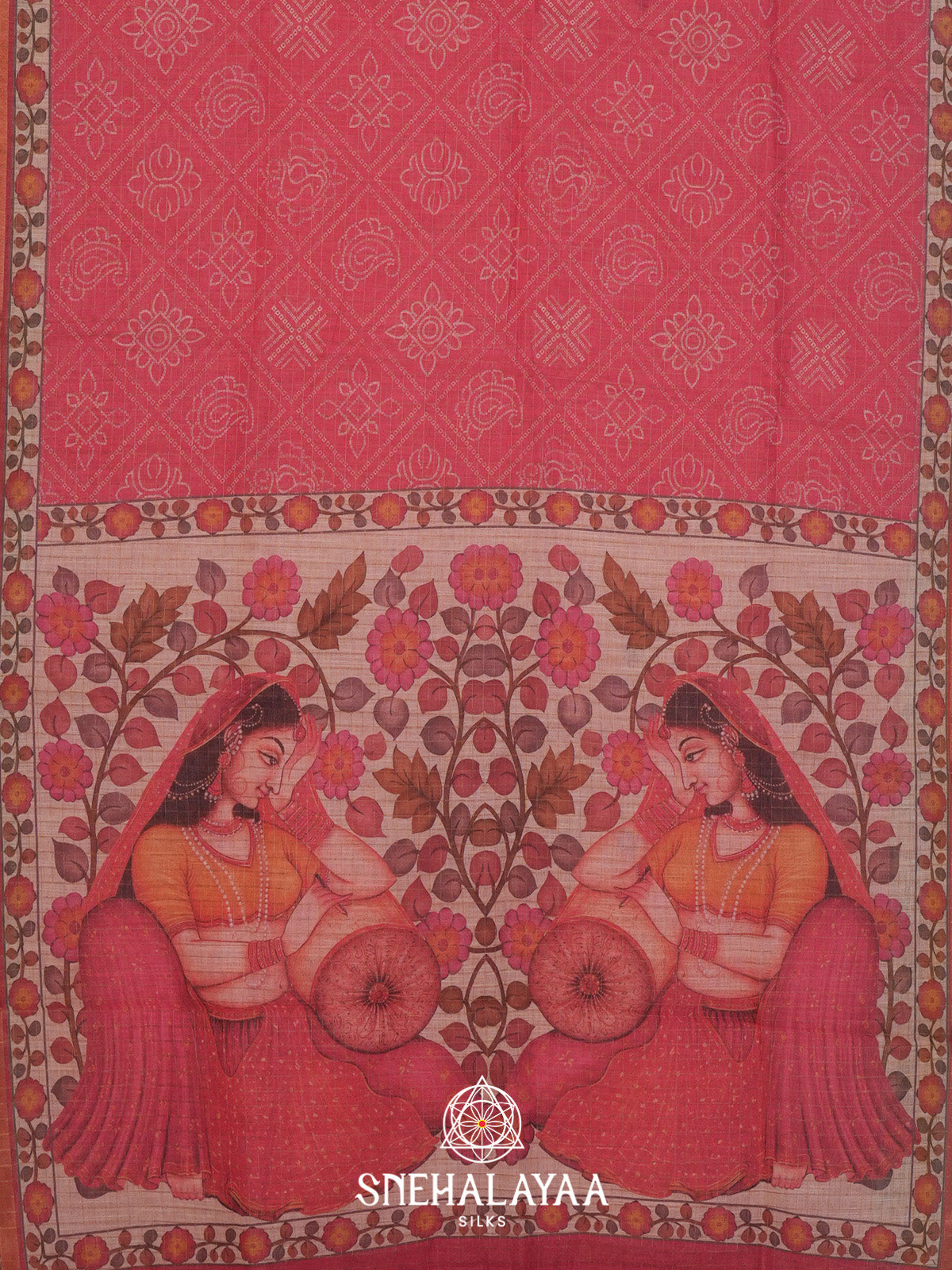 Pink Linen Saree