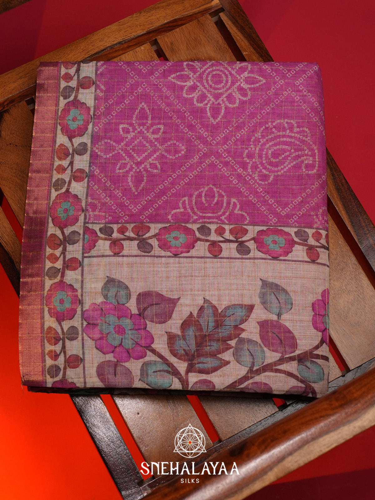 Magenta Linen Saree