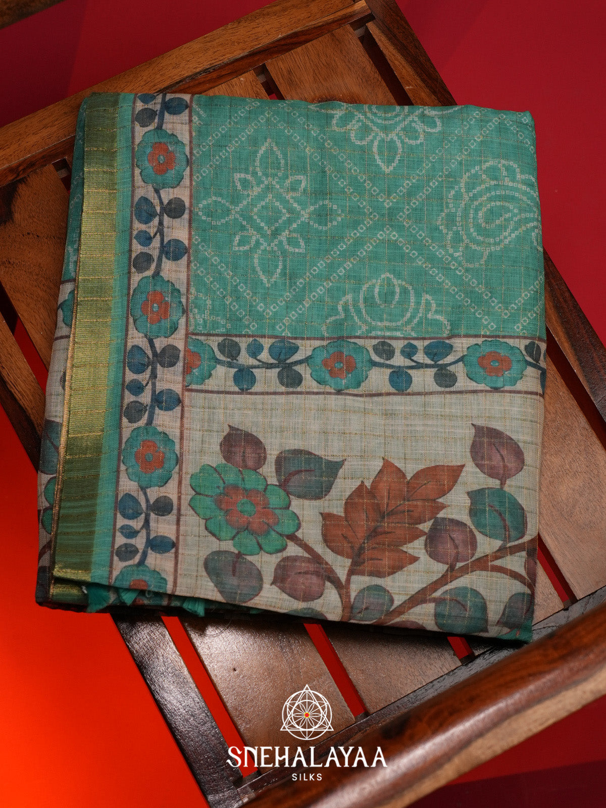 Teal Blue Linen Saree