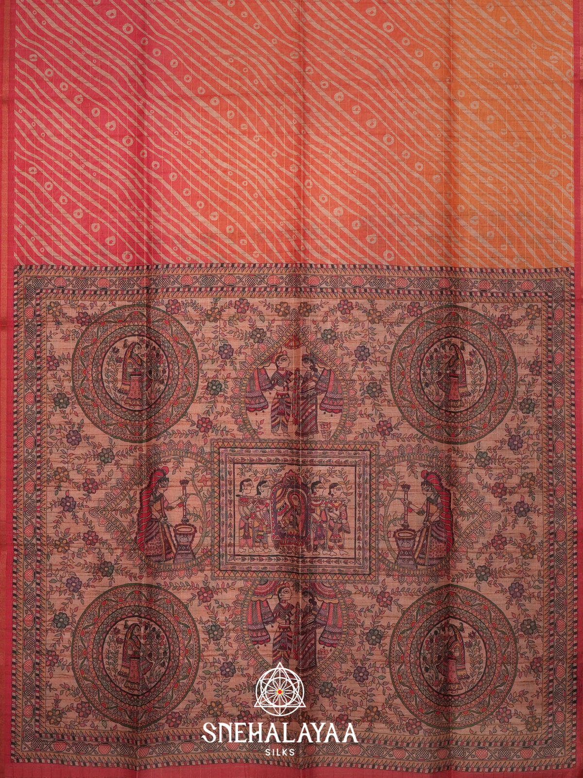 Peach Chanderi Saree