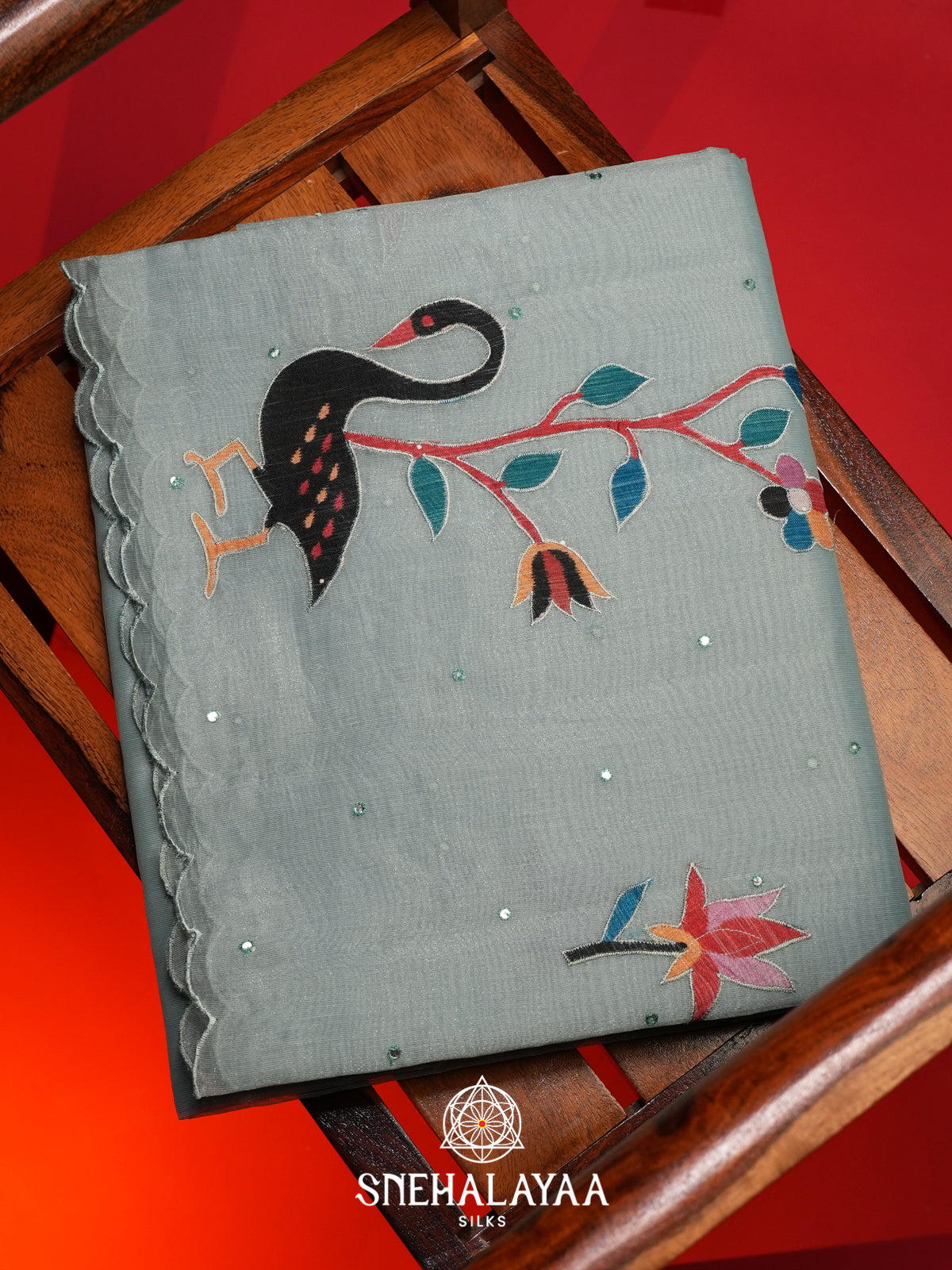 Blue Linen Saree