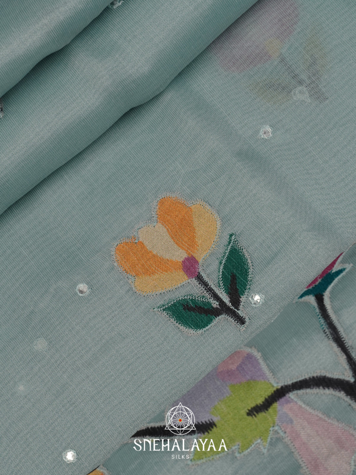 Pale Blue Linen Saree