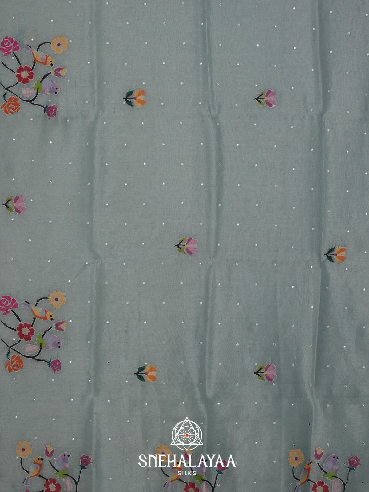 Pale Blue Linen Saree