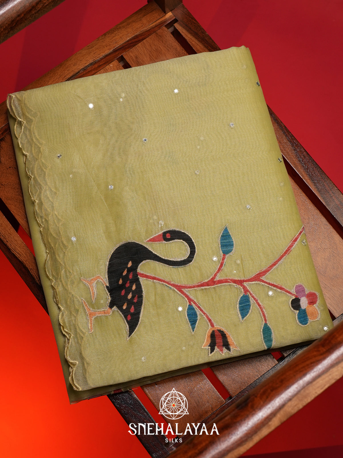Lime Yellow Linen Saree