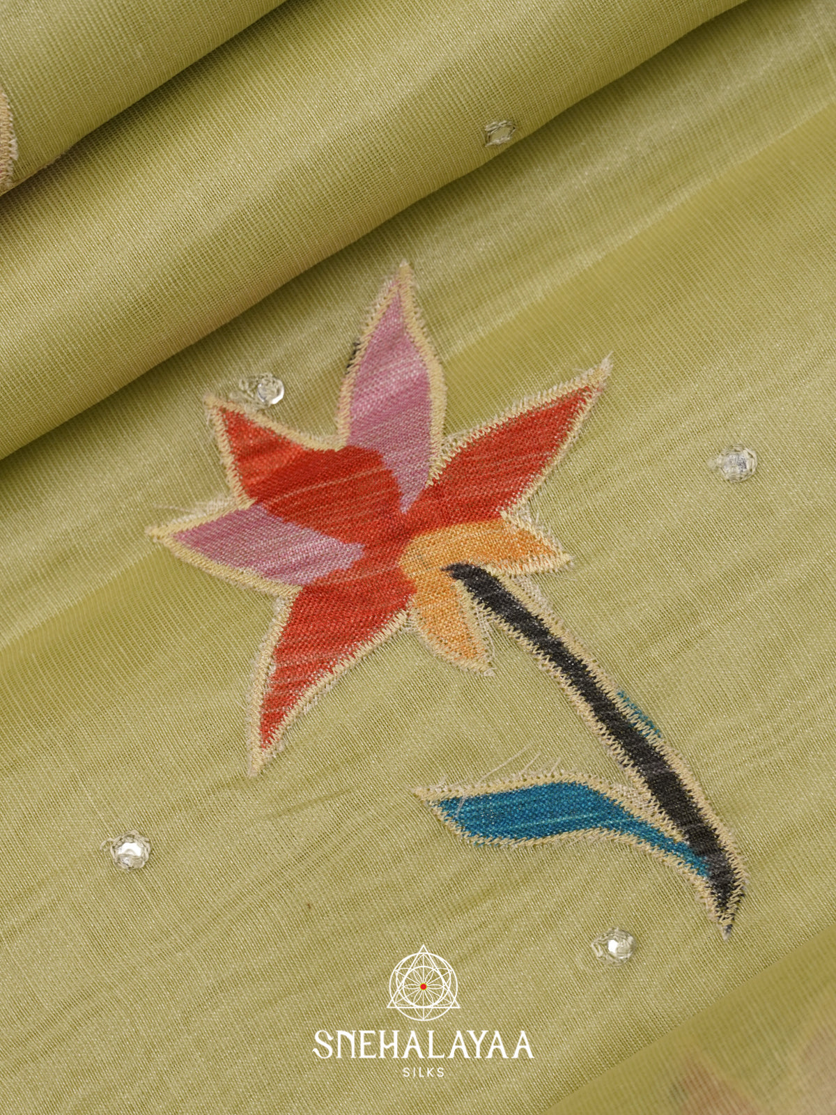 Lime Yellow Linen Saree