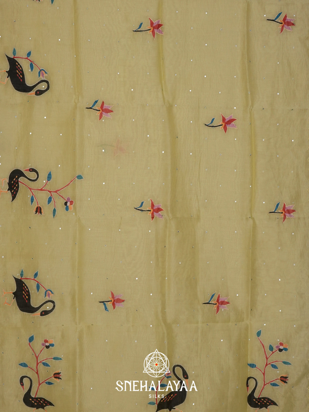 Lime Yellow Linen Saree