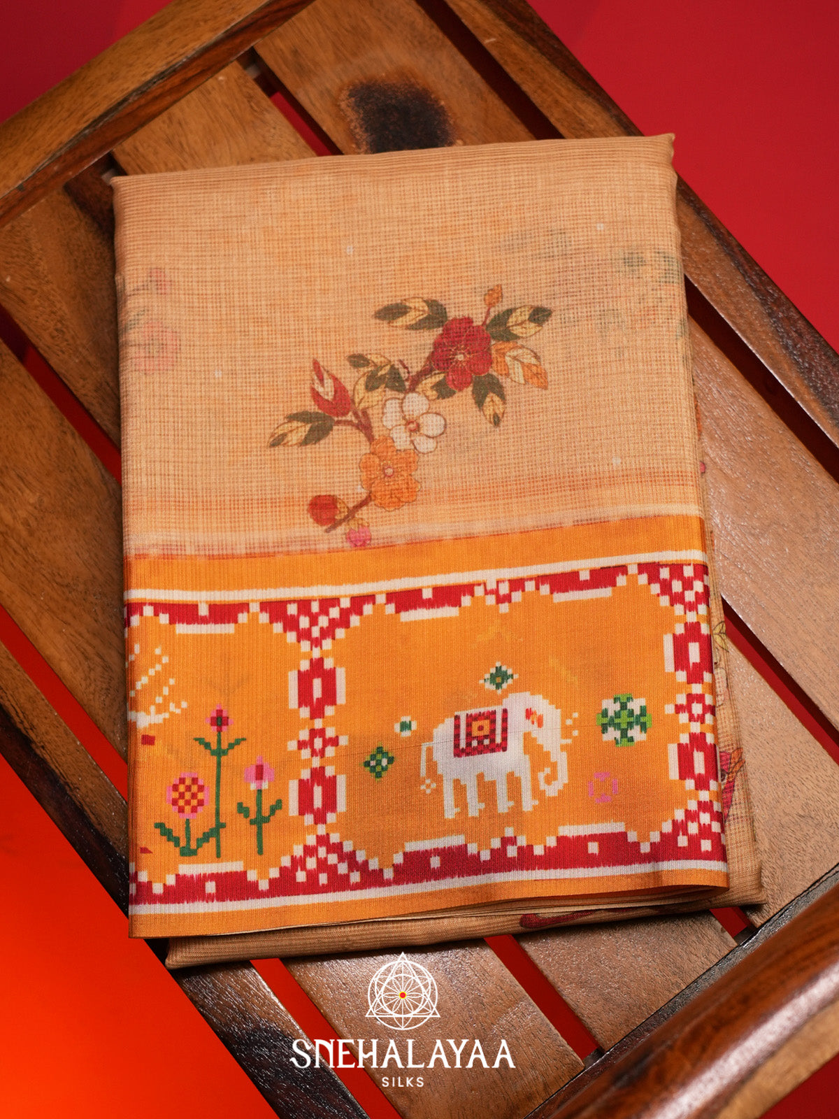 Pale Orange Kota Saree