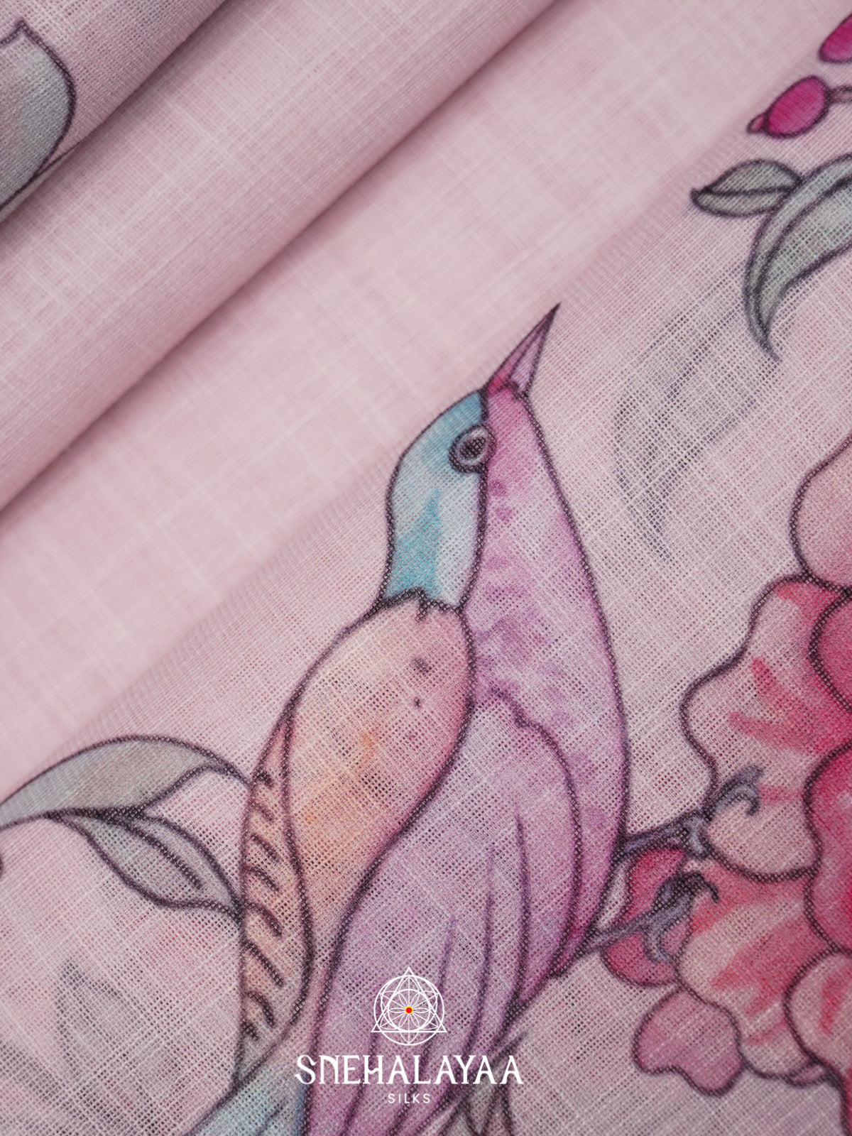 Pink Linen Saree