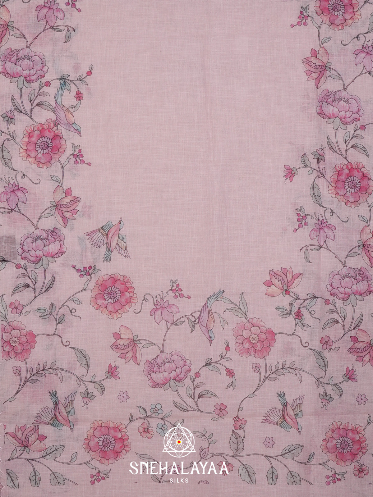 Pink Linen Saree