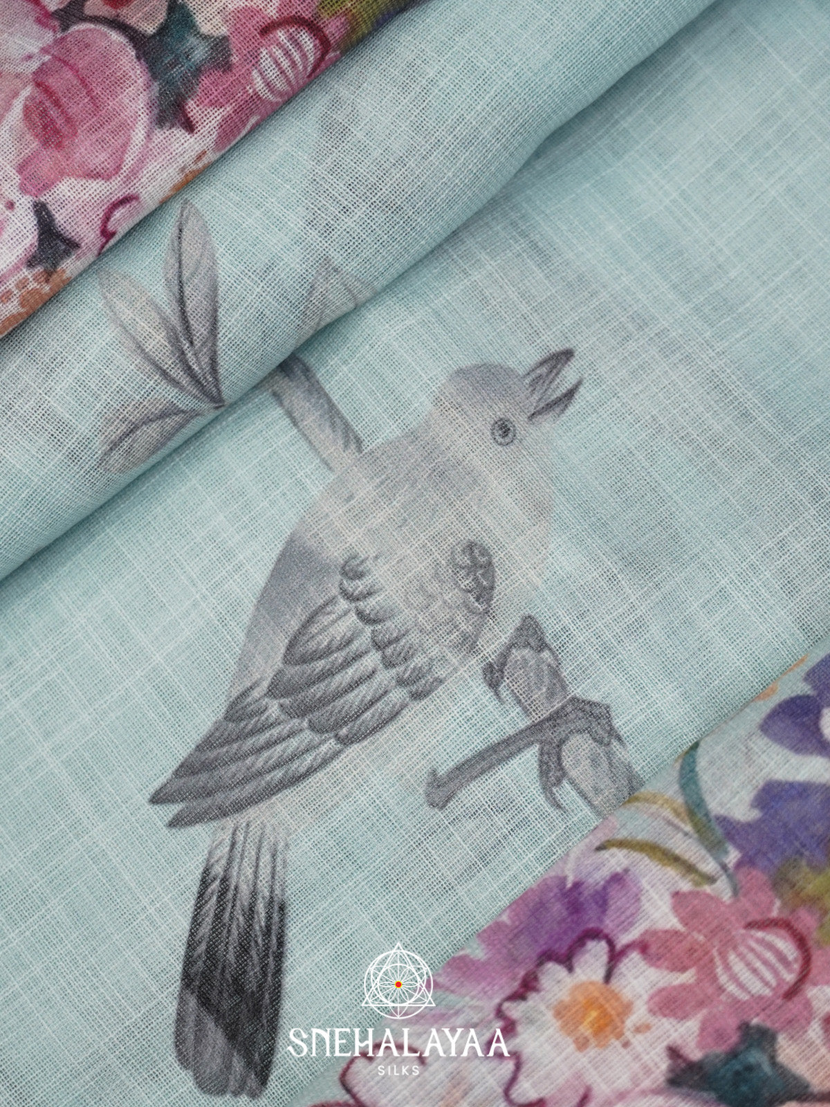 Pale Blue Linen Saree