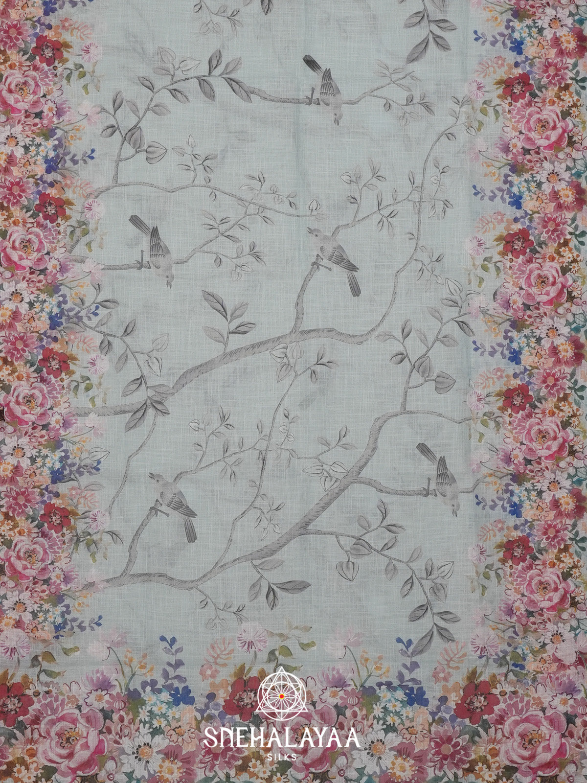 Pale Blue Linen Saree