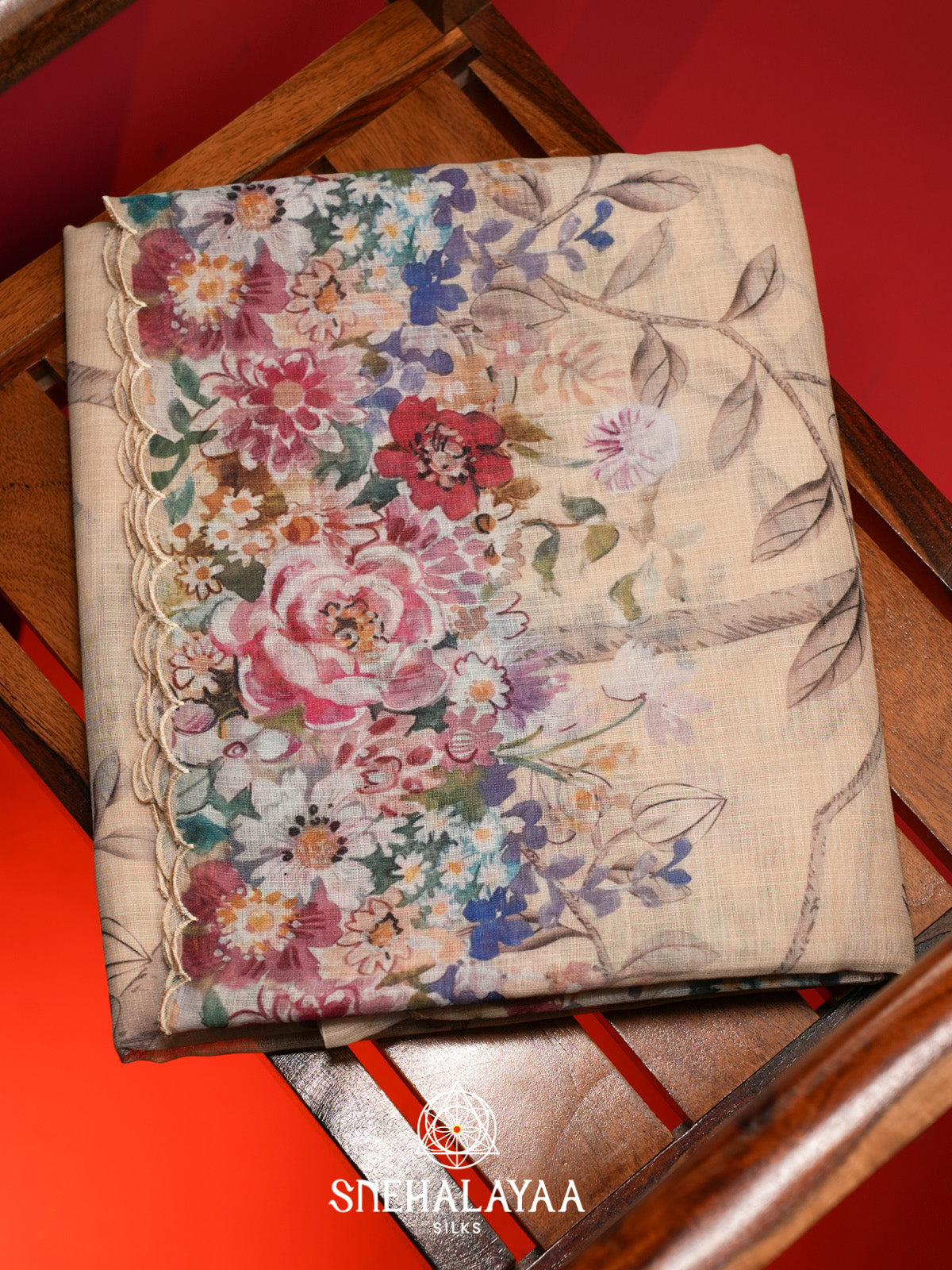 Beige Linen Saree