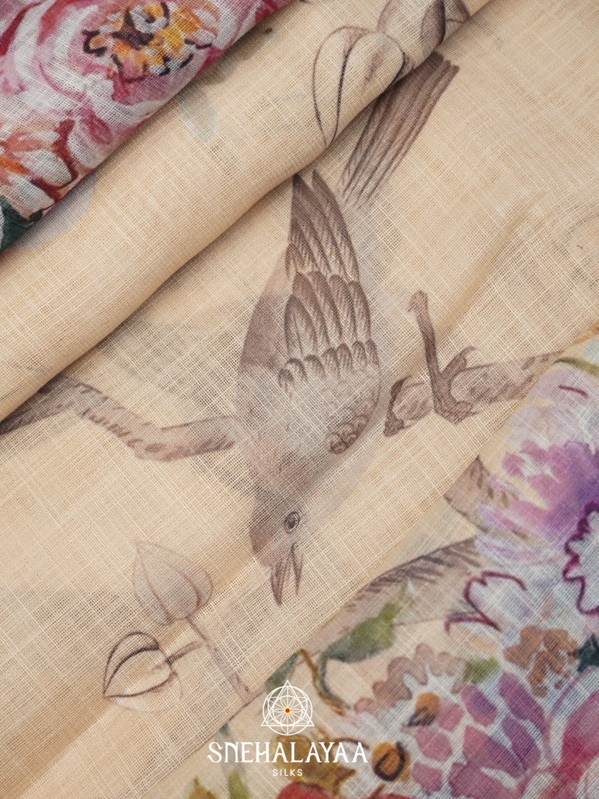 Beige Linen Saree