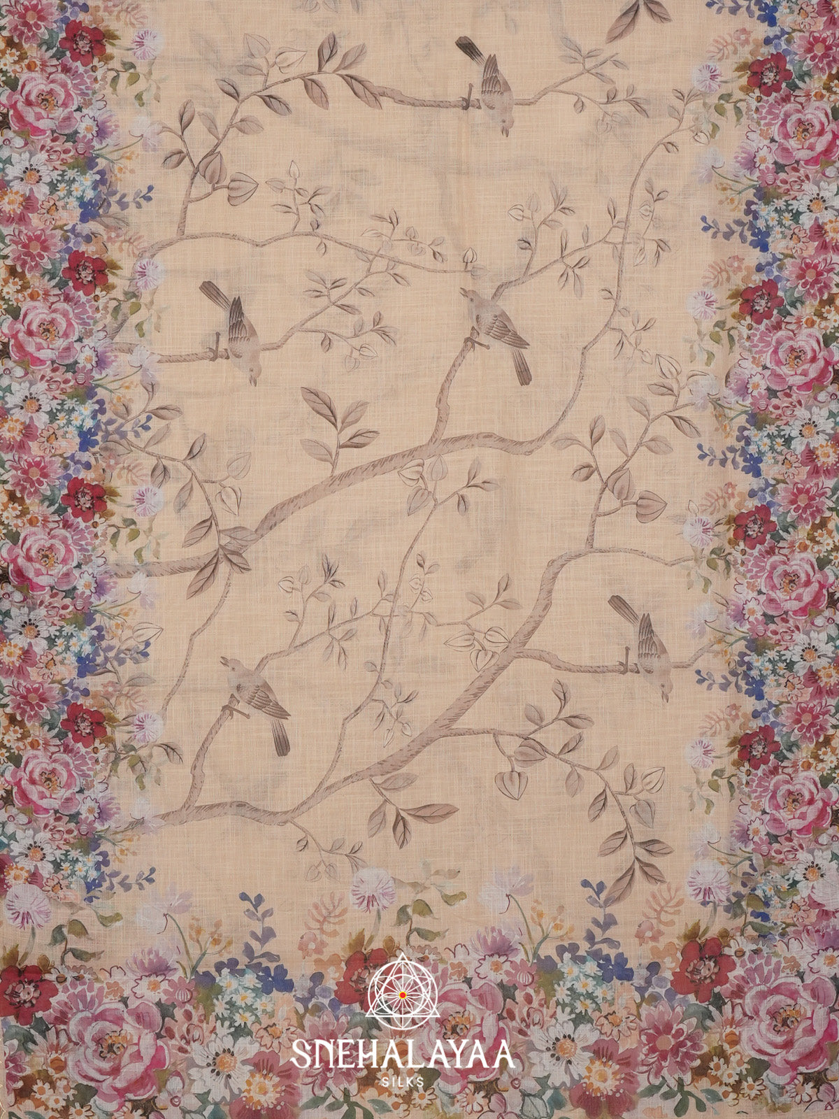 Beige Linen Saree