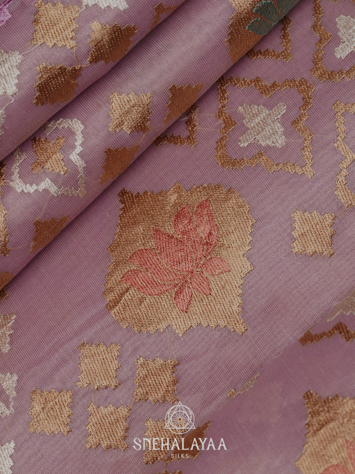 Pale Lilac Linen Saree