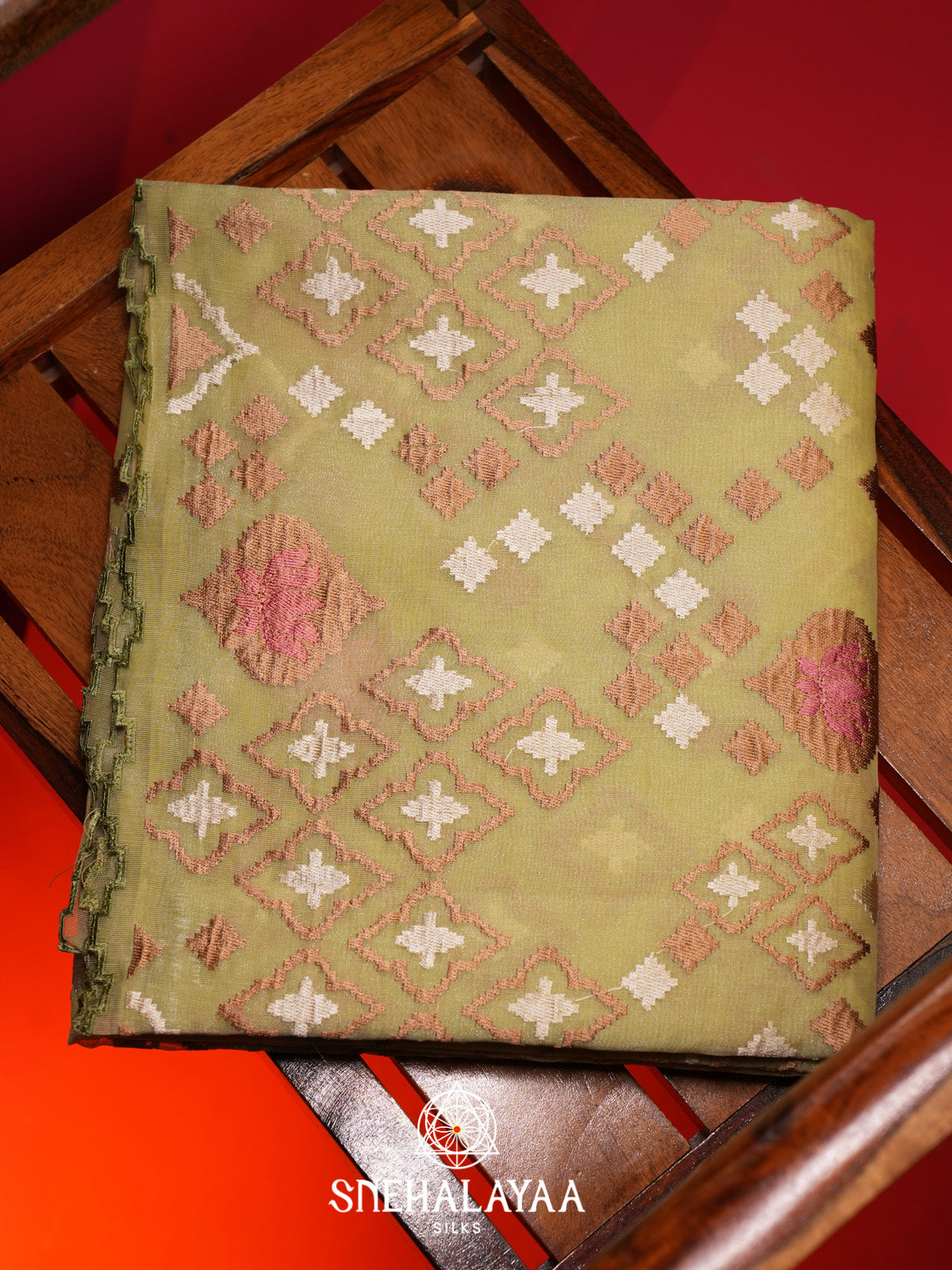 Olive Green Linen Saree