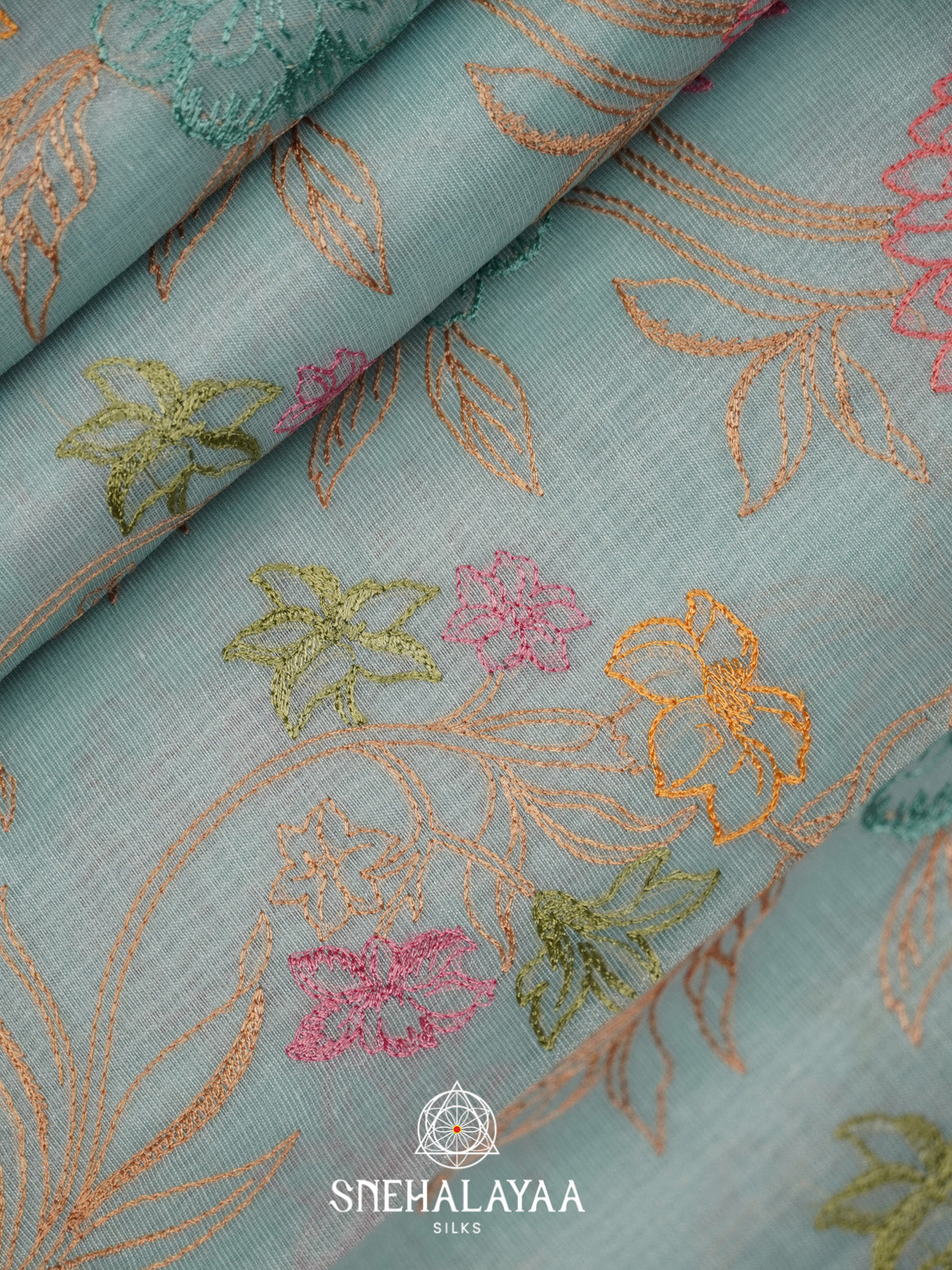 Blue Linen Saree