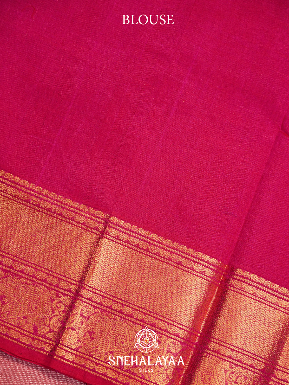 Rani Pink Checks Silk Cotton Saree with Gold Zari Border