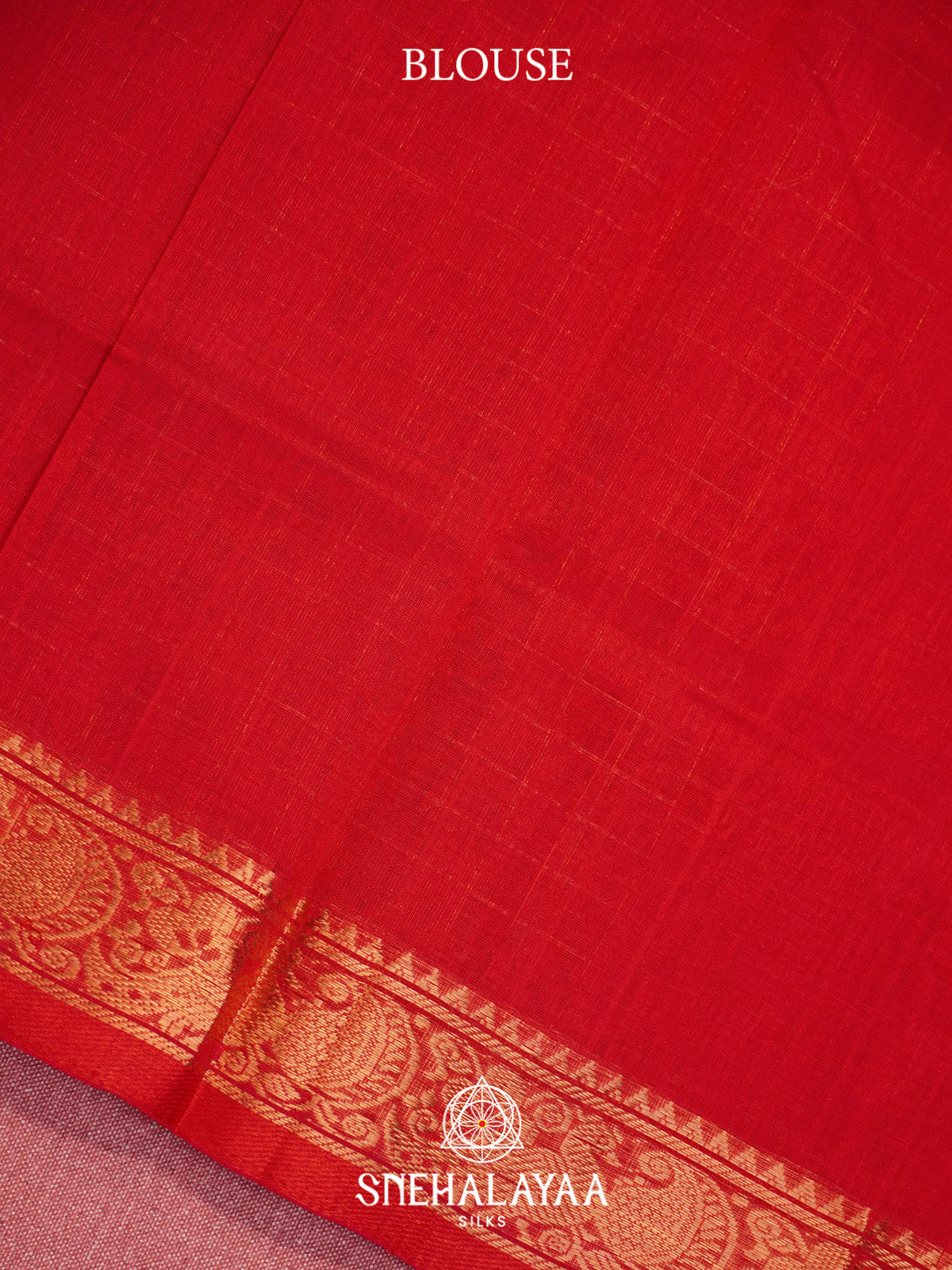 Red Checks Silk Cotton Saree with Gold Zari Border