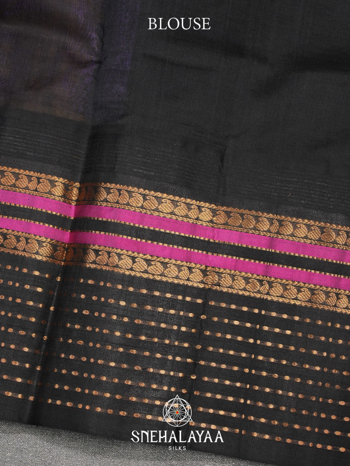 Lavender Checks Silk Cotton Saree with Black and Magenta Border