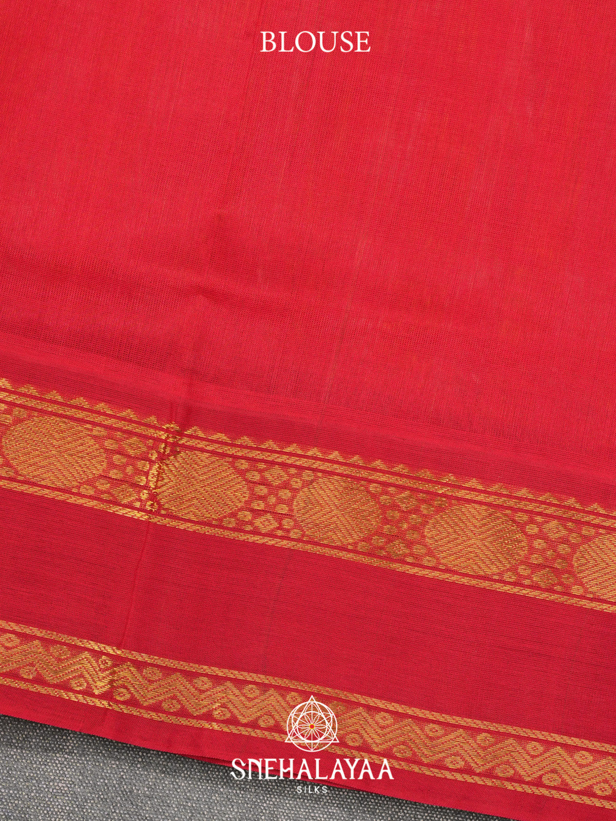 Orange and White Checks Silk Cotton Saree with Red Gold Zari Border