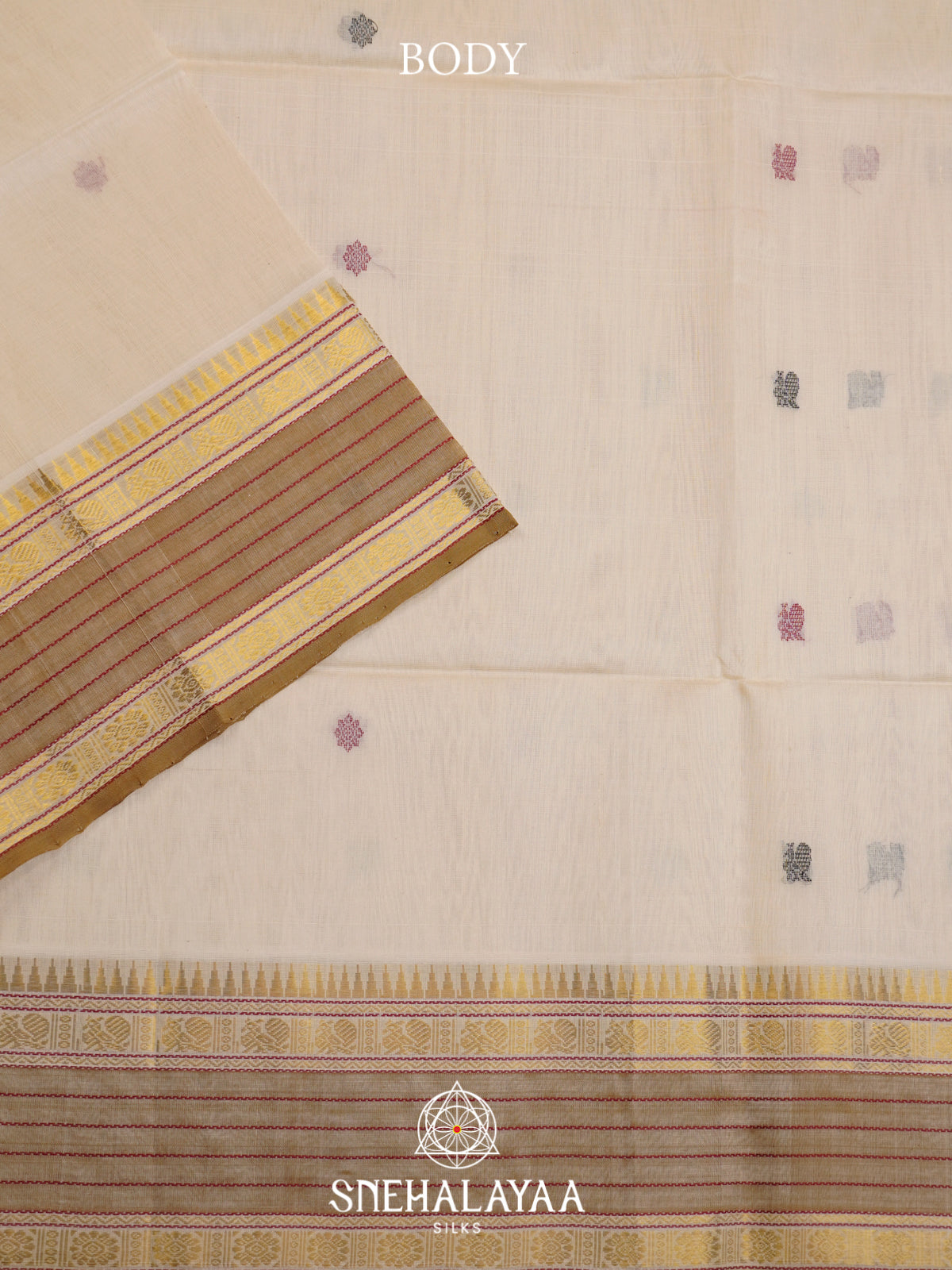 Beige Kuppadam Silk Cotton Saree