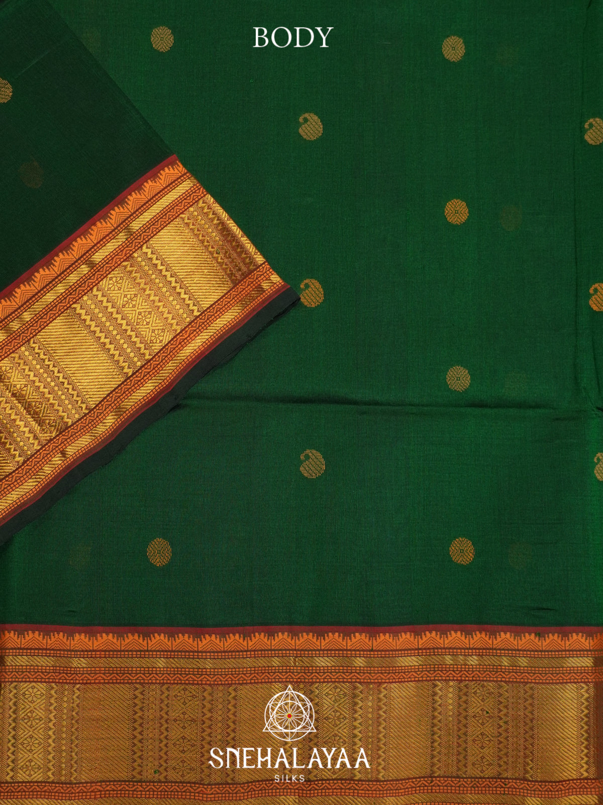 Bottle Green Kuppadam Silk Cotton Saree
