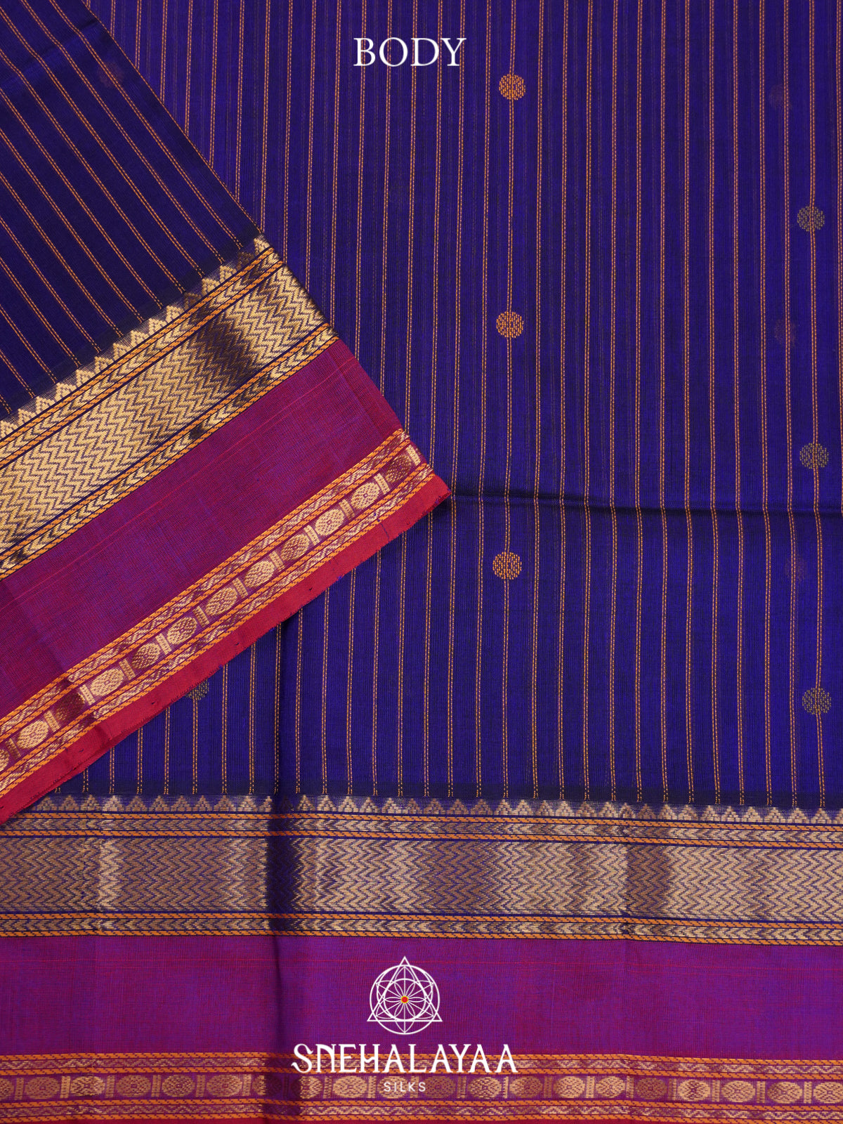 Royal Blue Kuppadam Silk Cotton Saree