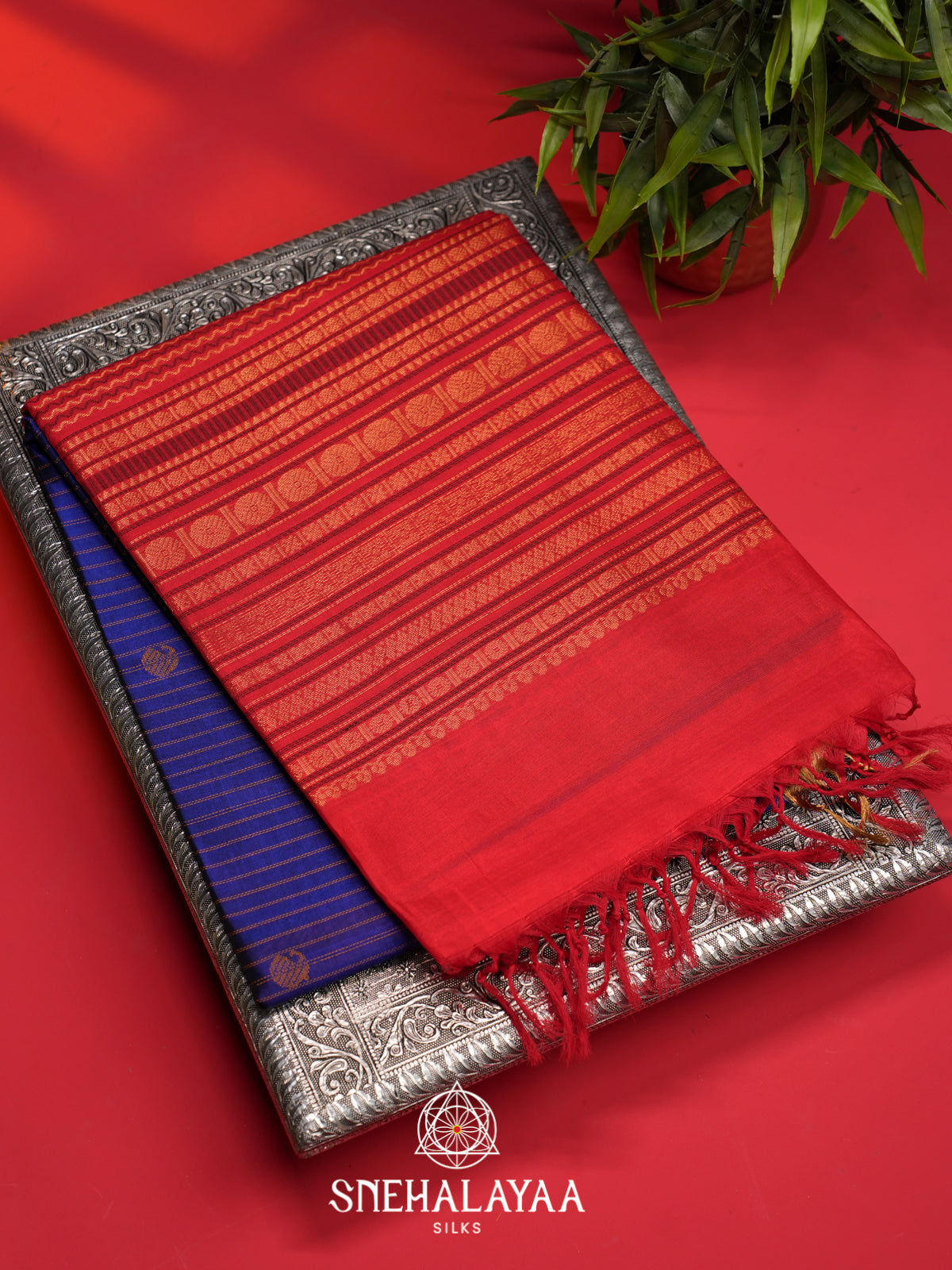 Blue Kuppadam Silk Cotton Saree