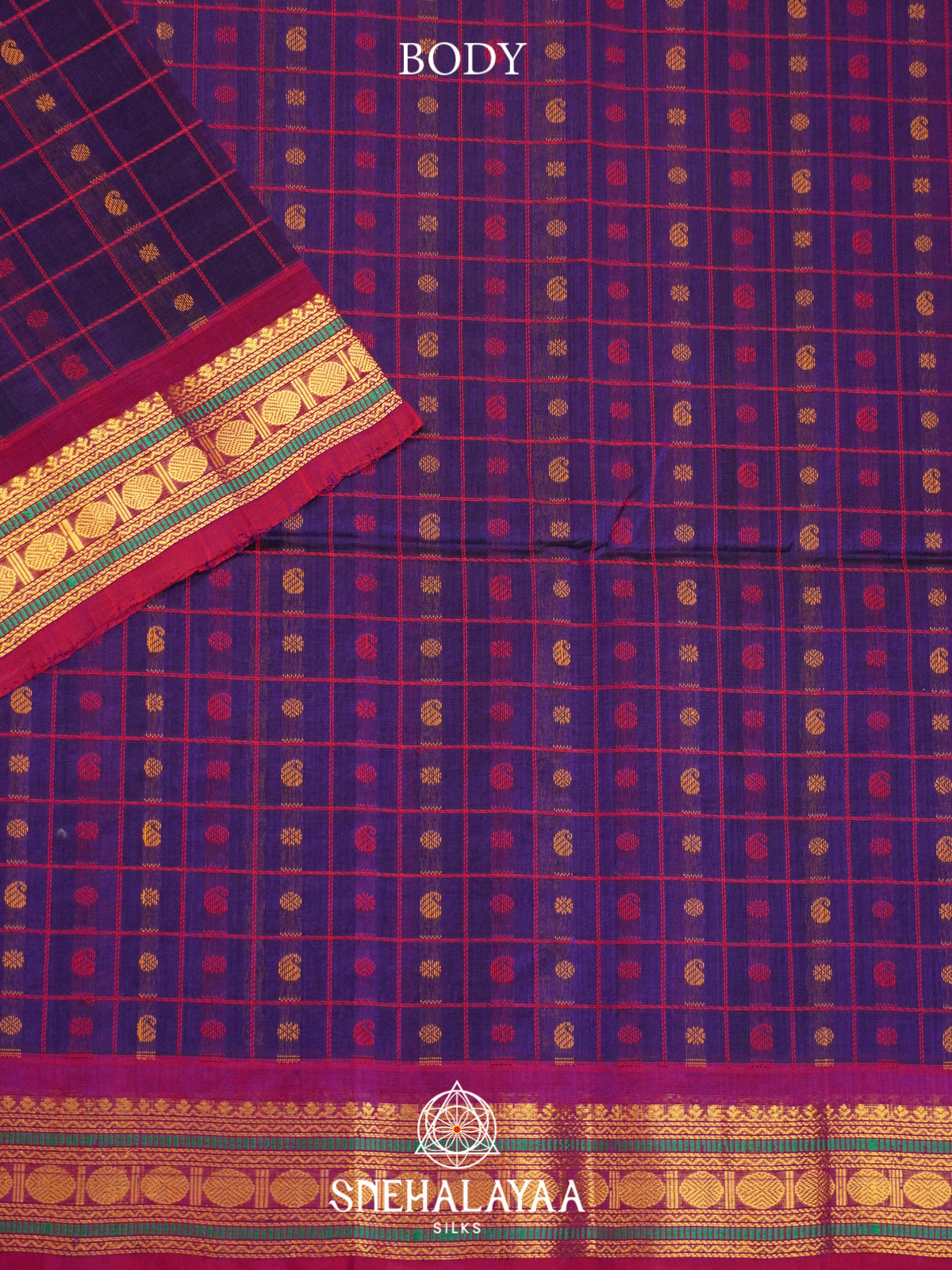 Purple Kuppadam Silk Cotton Saree