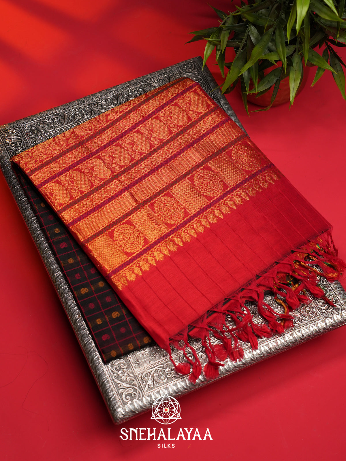 Black Kuppadam Silk Cotton Saree