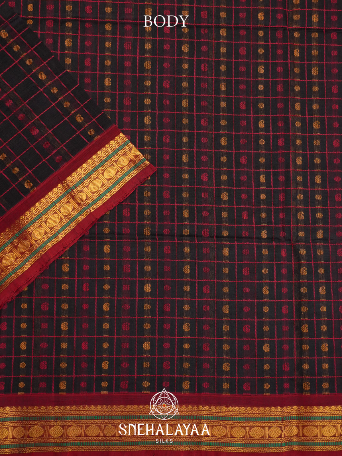 Black Kuppadam Silk Cotton Saree