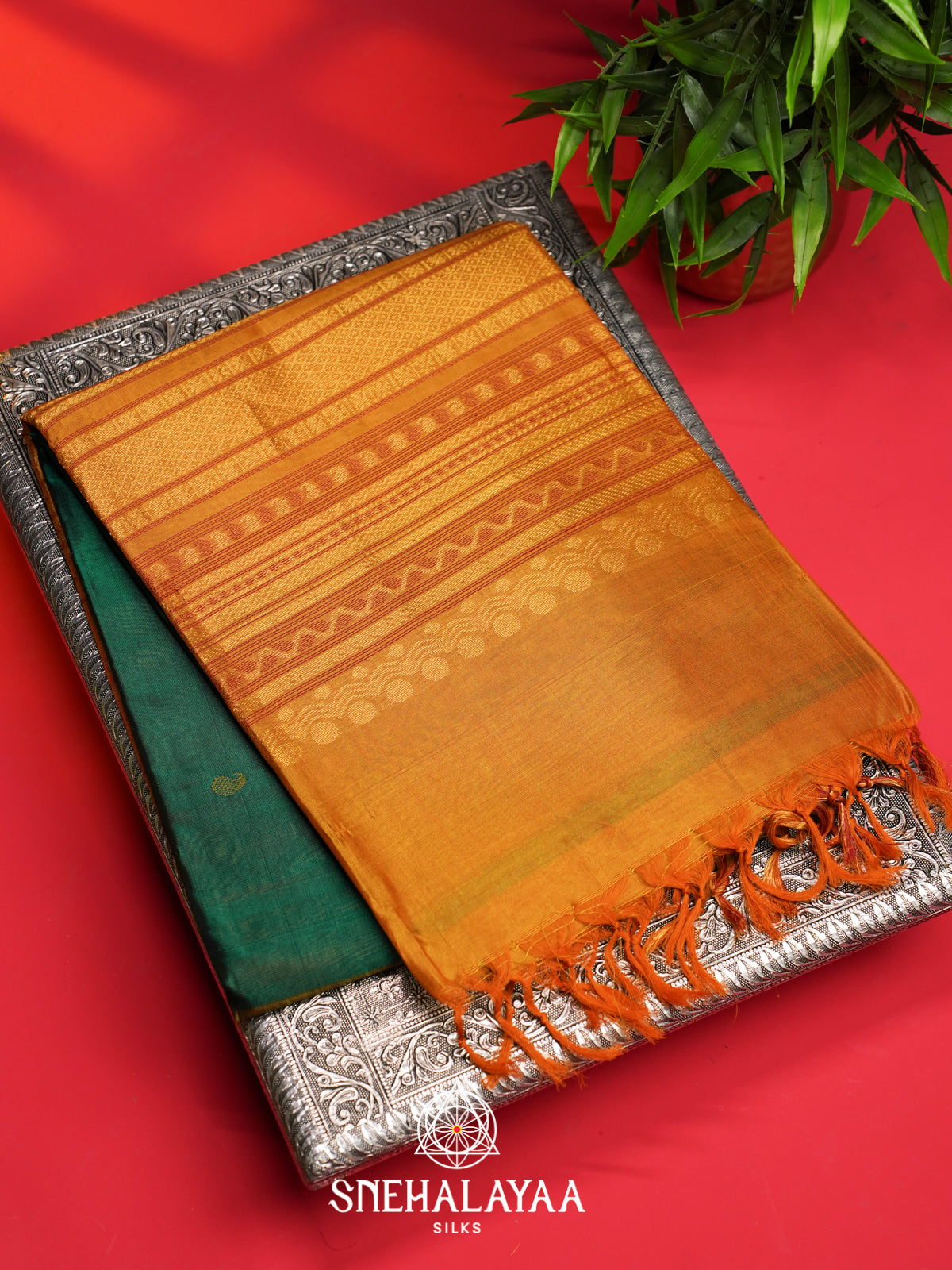 Teal Green Kuppadam Silk Cotton Saree