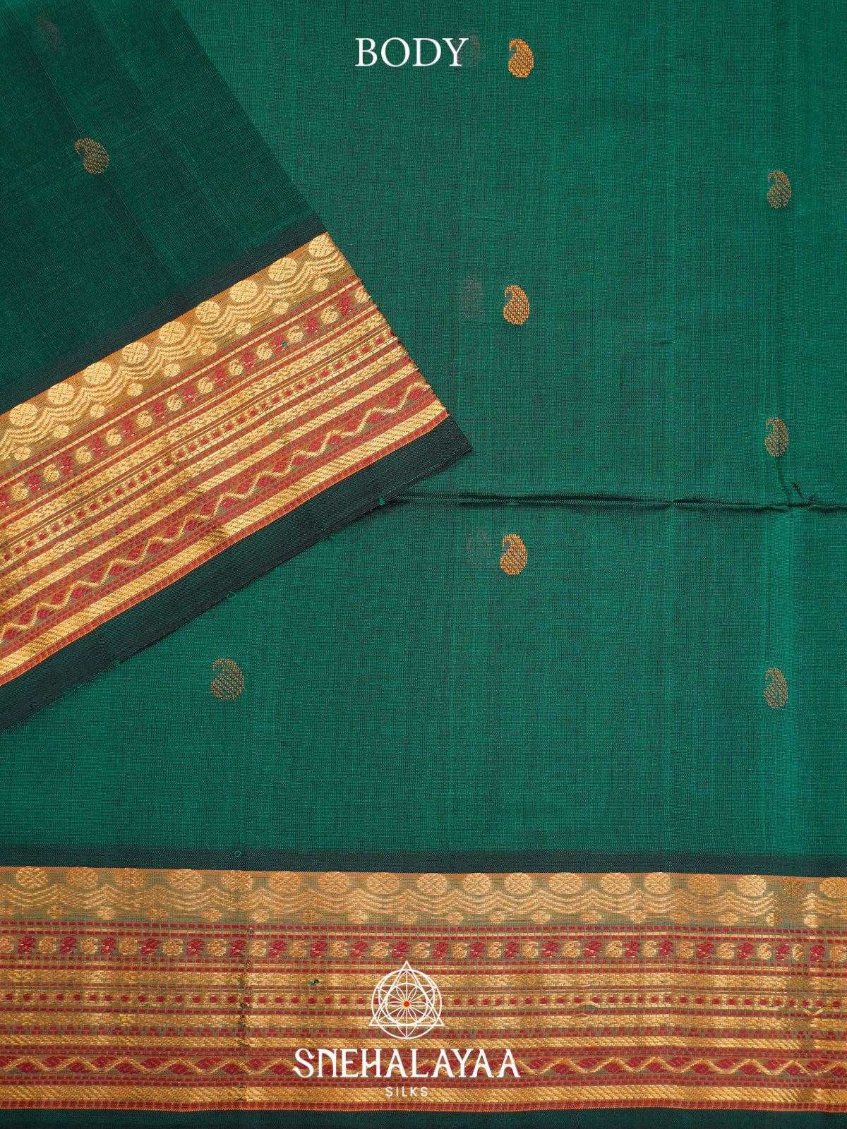 Teal Green Kuppadam Silk Cotton Saree
