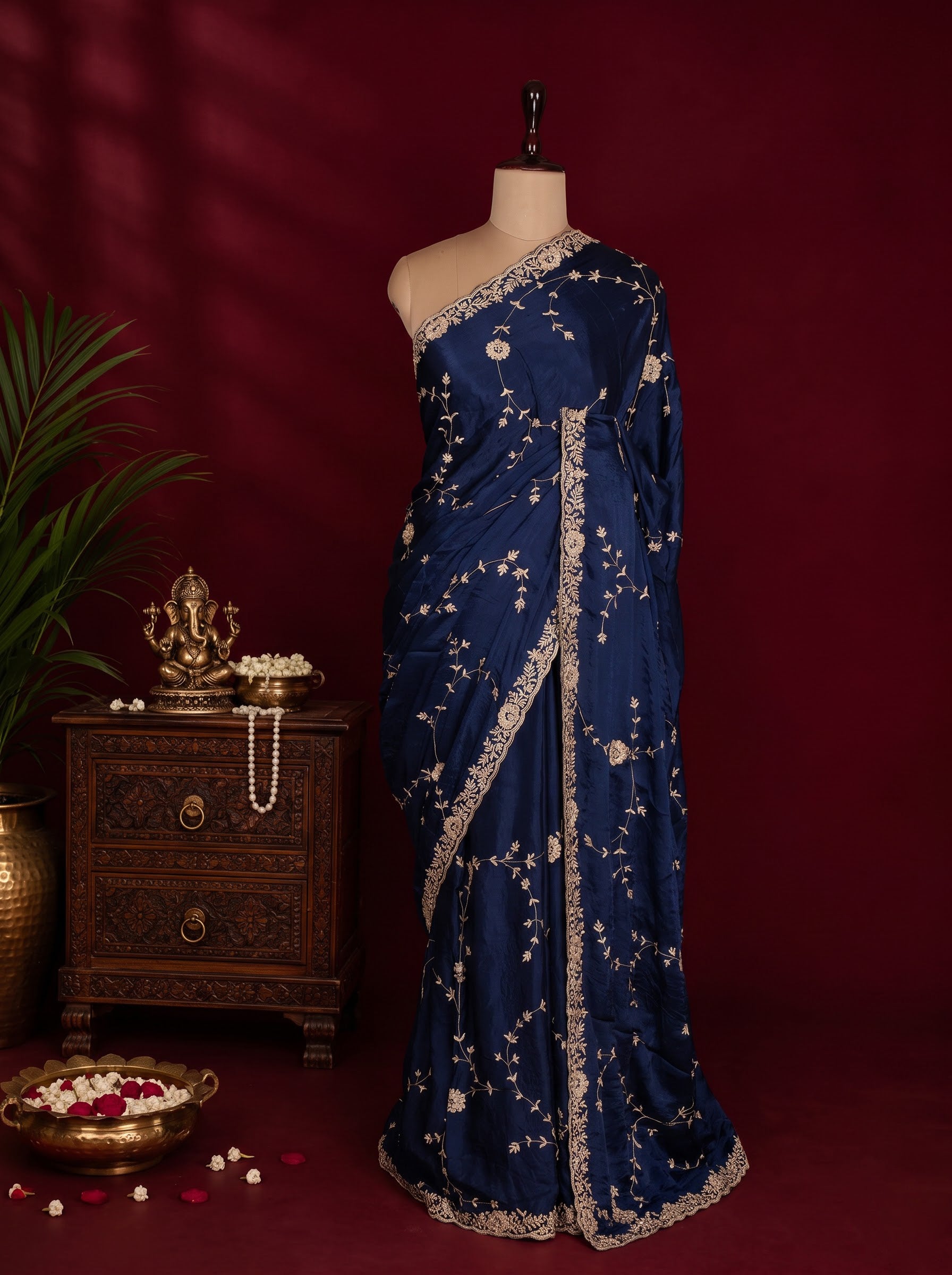 Navy Blue Designer Saree