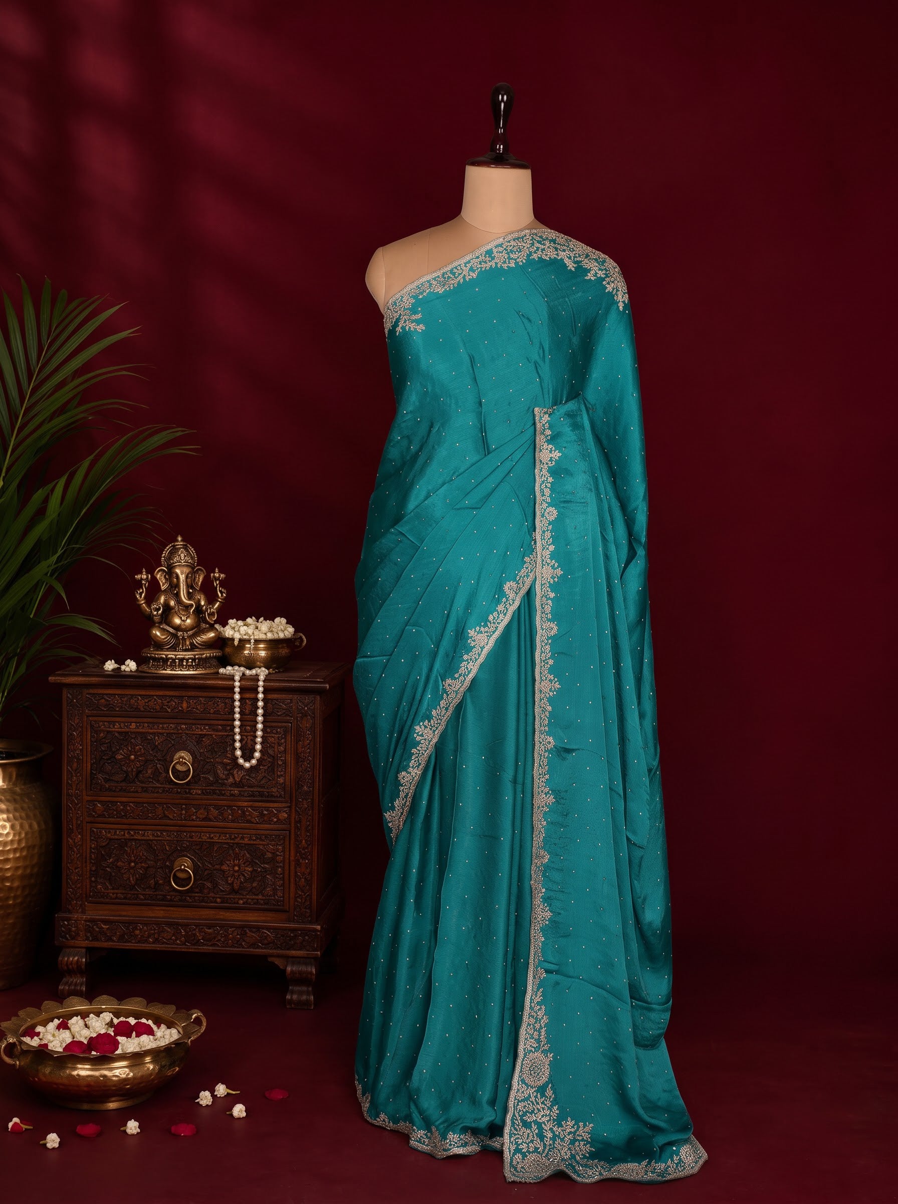 Teal Green Designer Saree