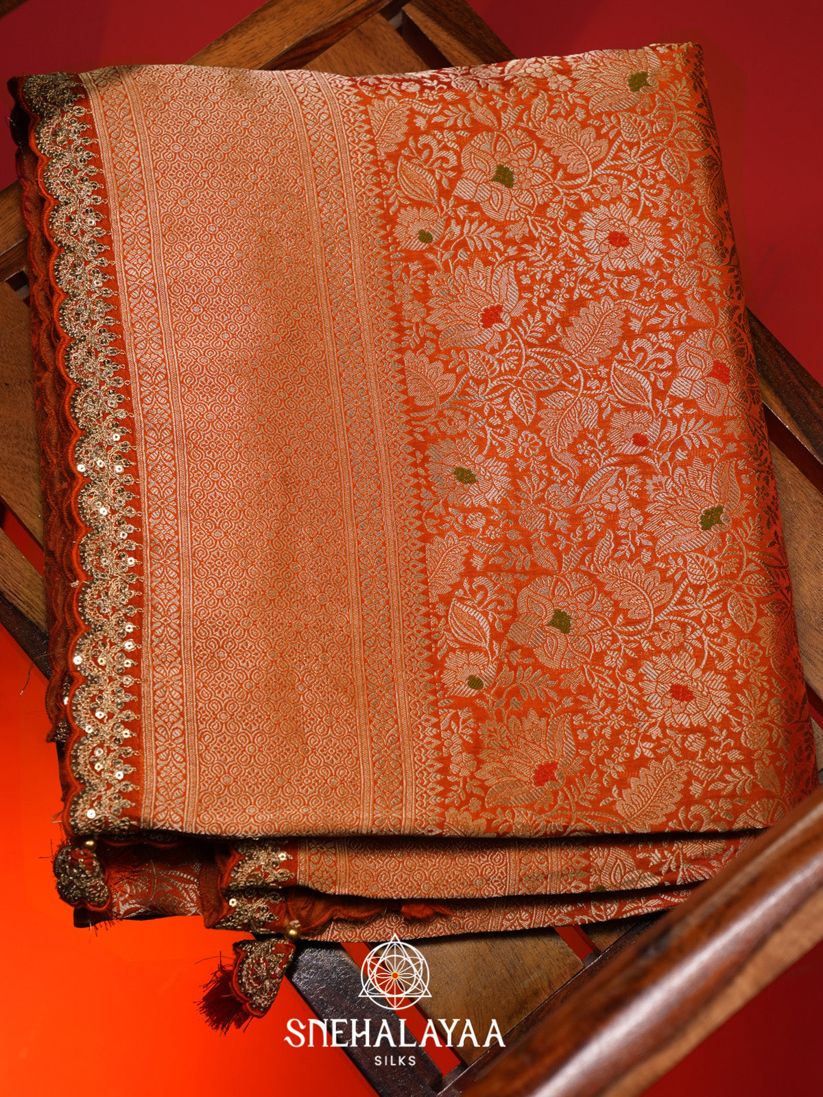 Rust Orange Banaras Saree