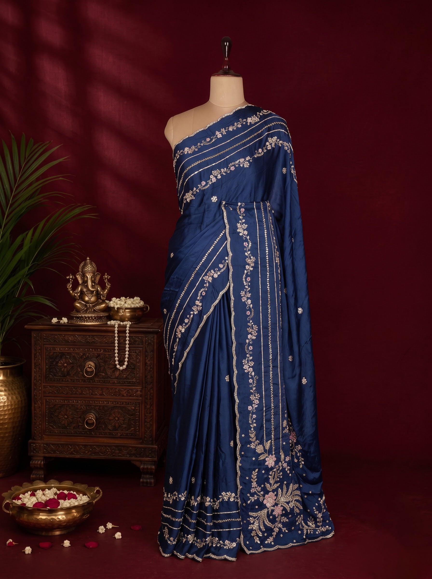 Ink Blue Designer Saree