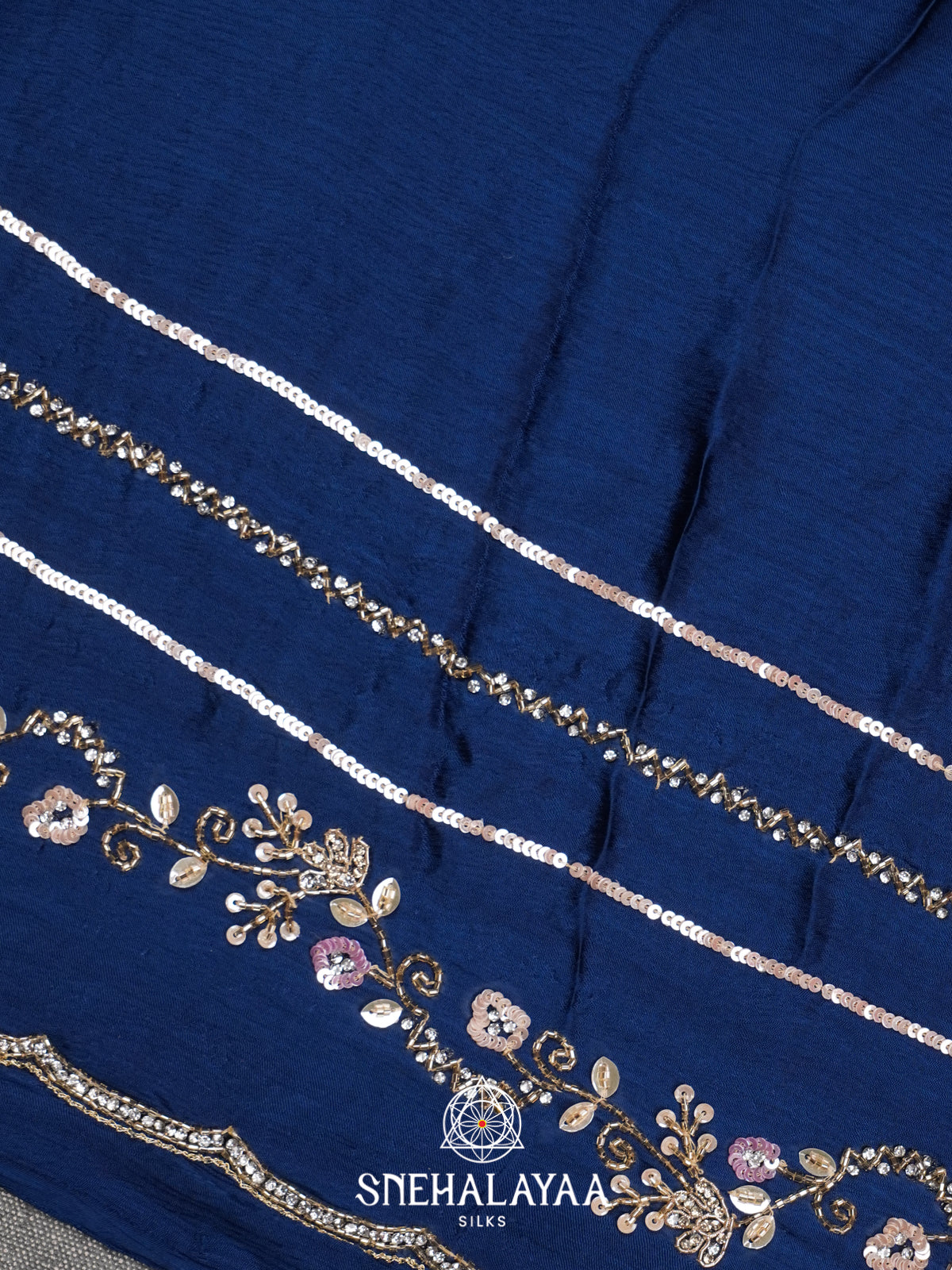 Ink Blue Designer Saree
