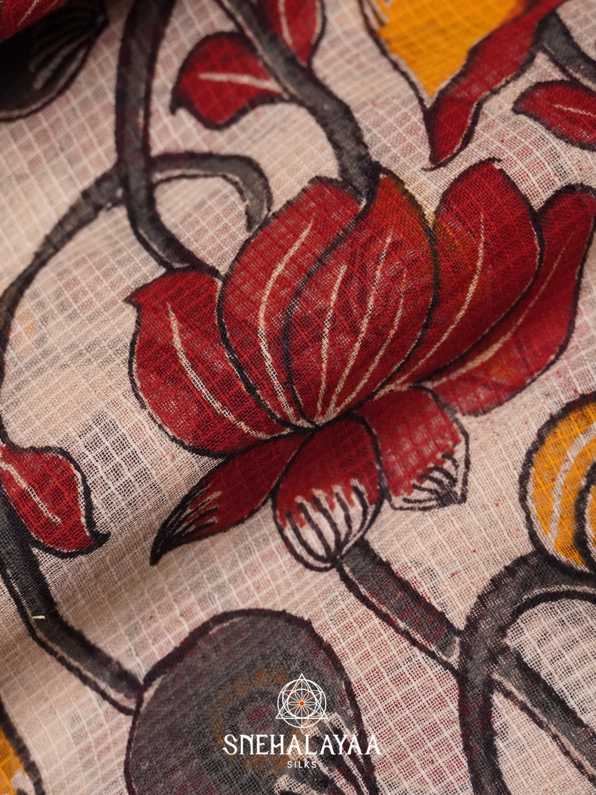 Off White Kota Saree with Kalamkari Prints